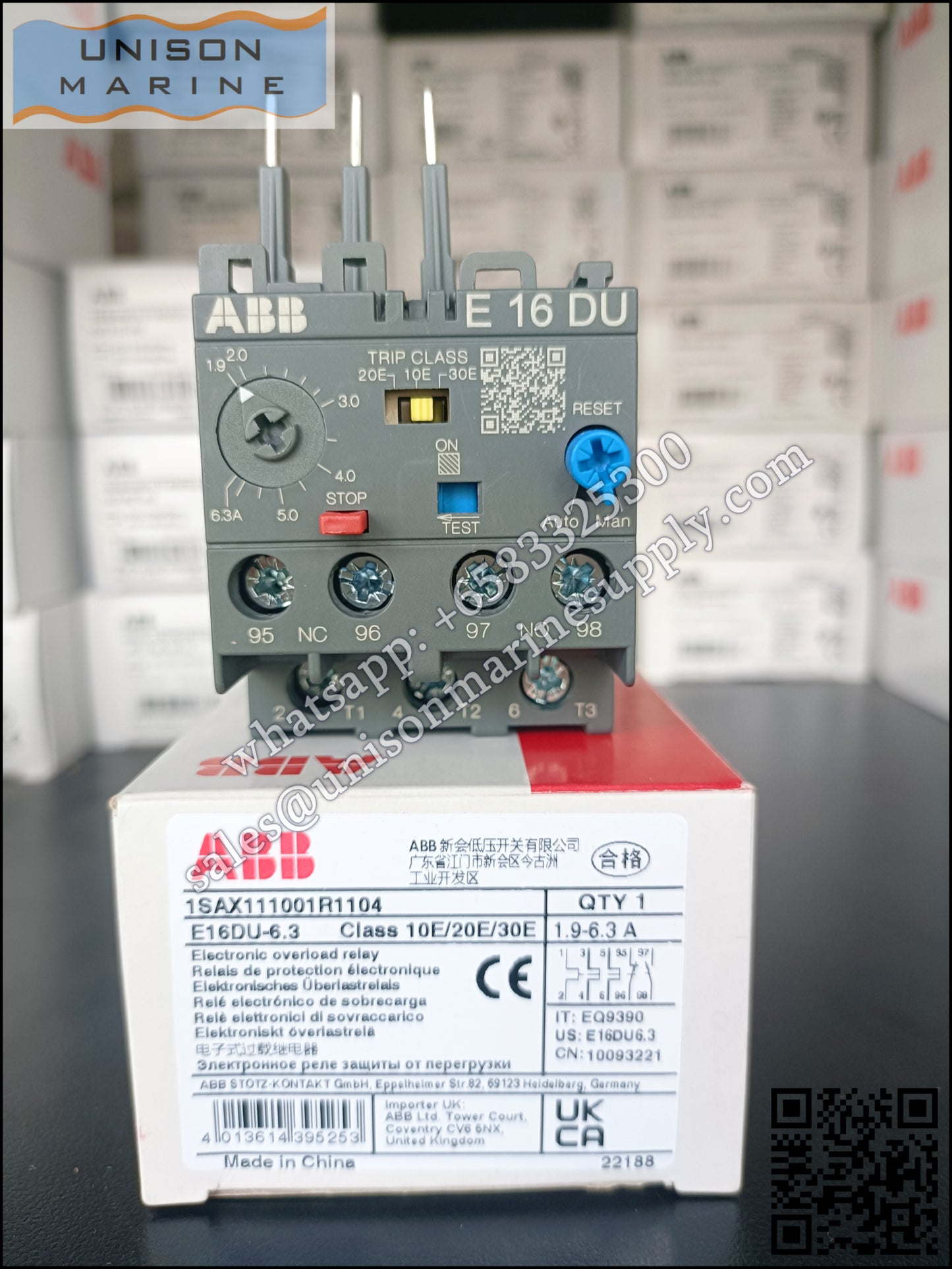 ABB electronic overload relays: E16DU-6.3（2.0...6.3A）,1SAX111001R1104