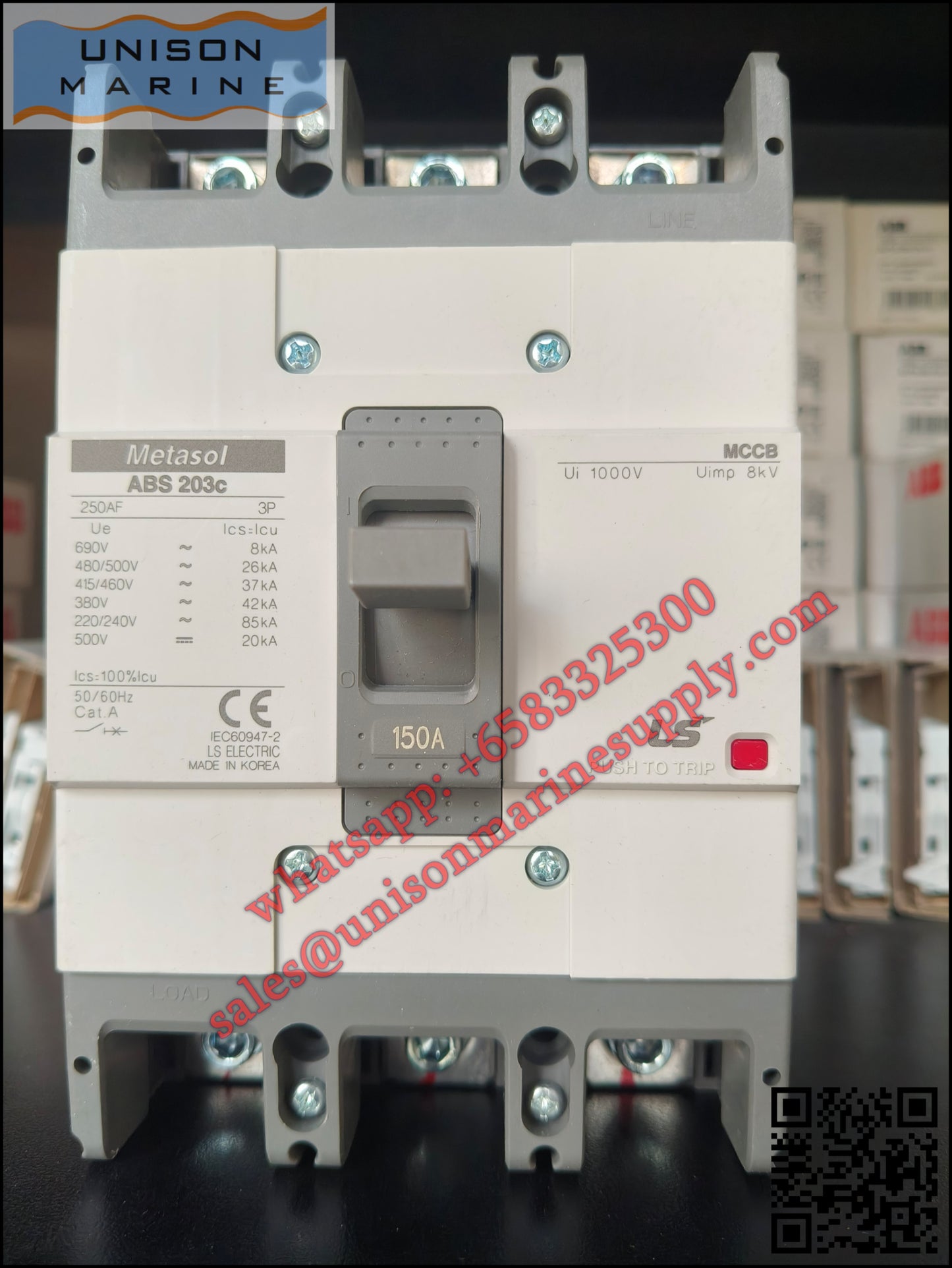 LS Metasol marine circuit breaker- ABS203C 3P 150A Fixed / Plug-in Type