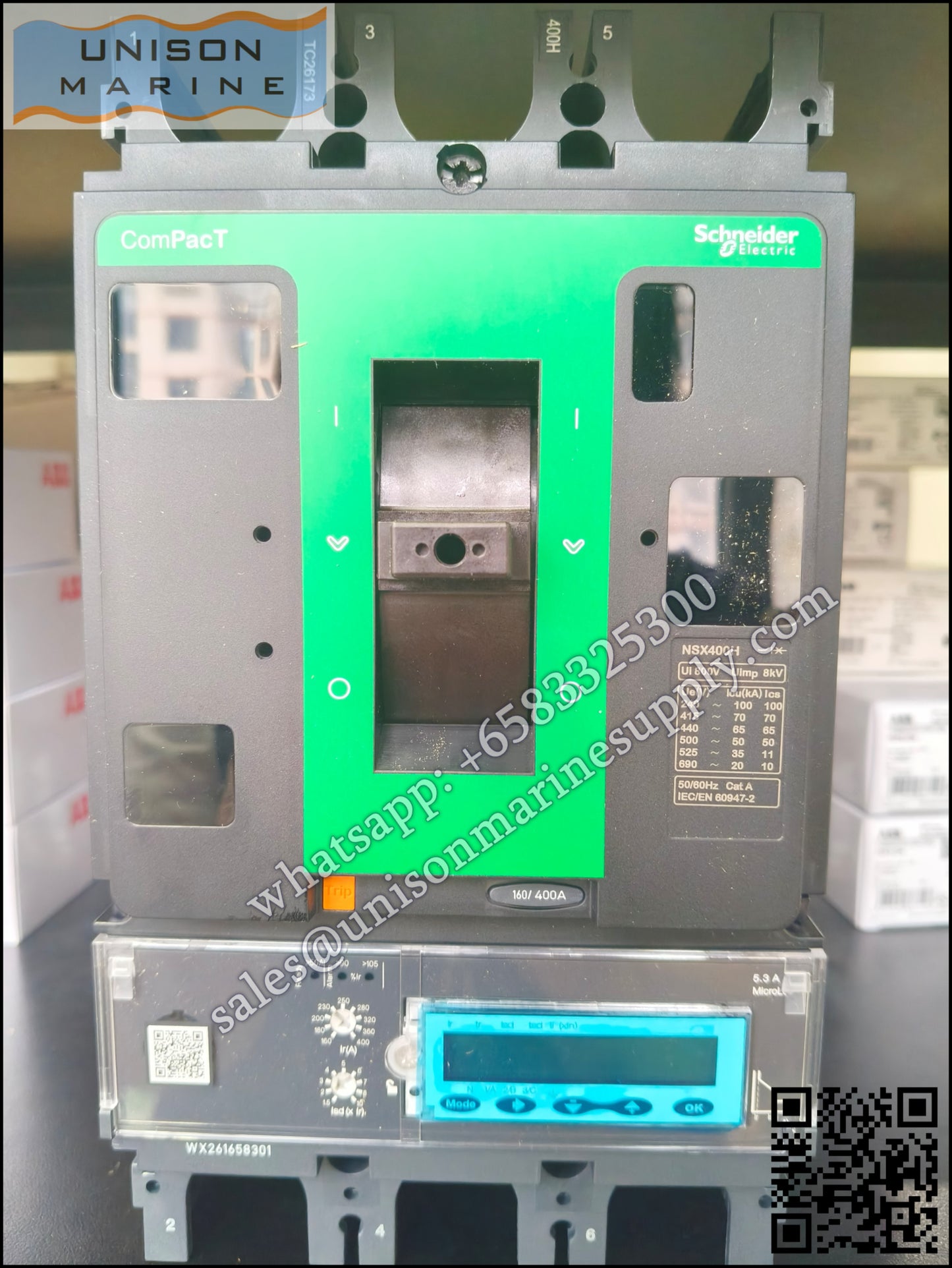 Schneider Electric circuit breaker：NSX400H,  70kA 3P3D 400A Mic5.3A；C40H35A400