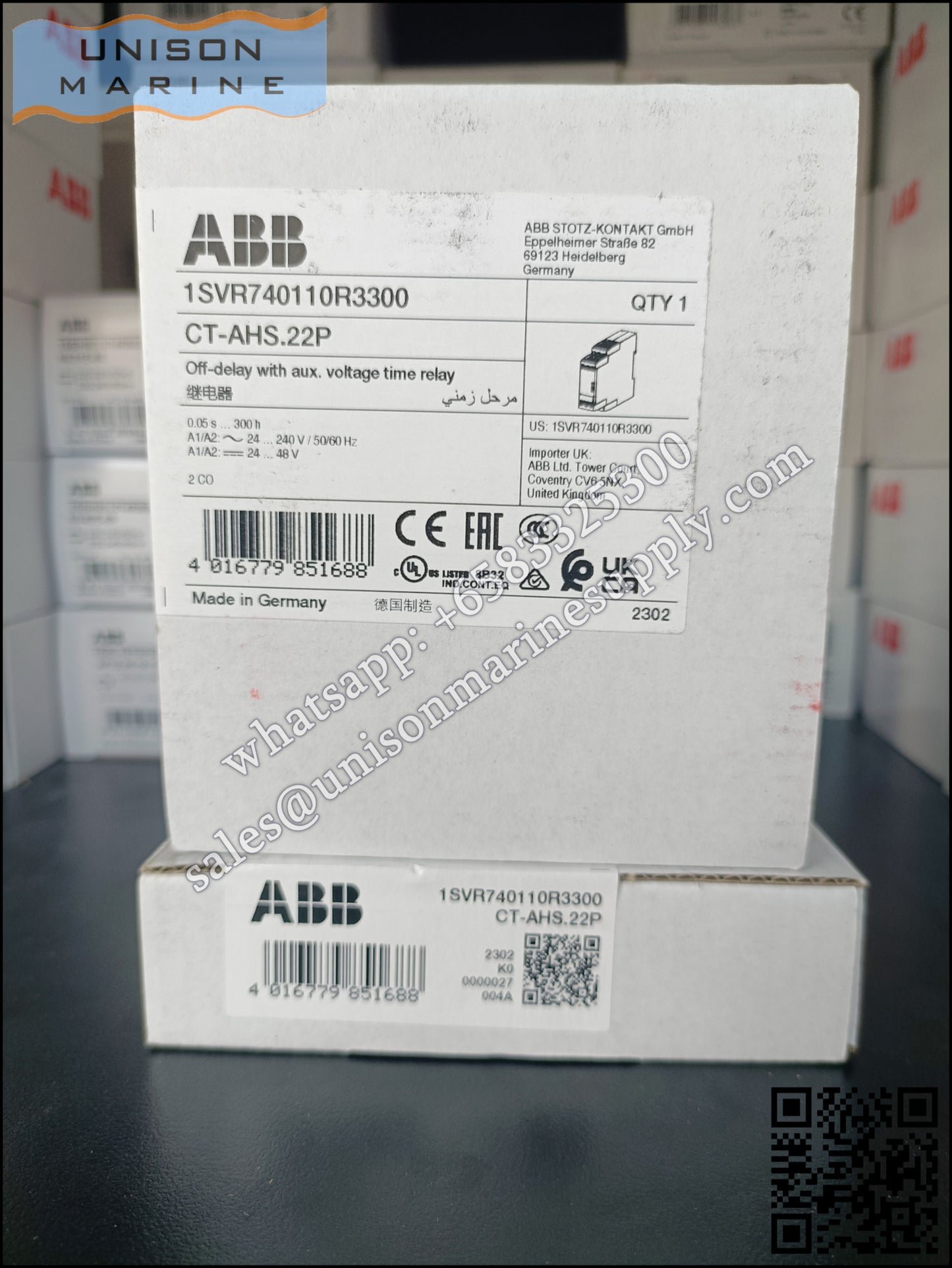 ABB Marine Time Relay CT-AHS.22P,2c/o,24-48VDC,24-240VAC