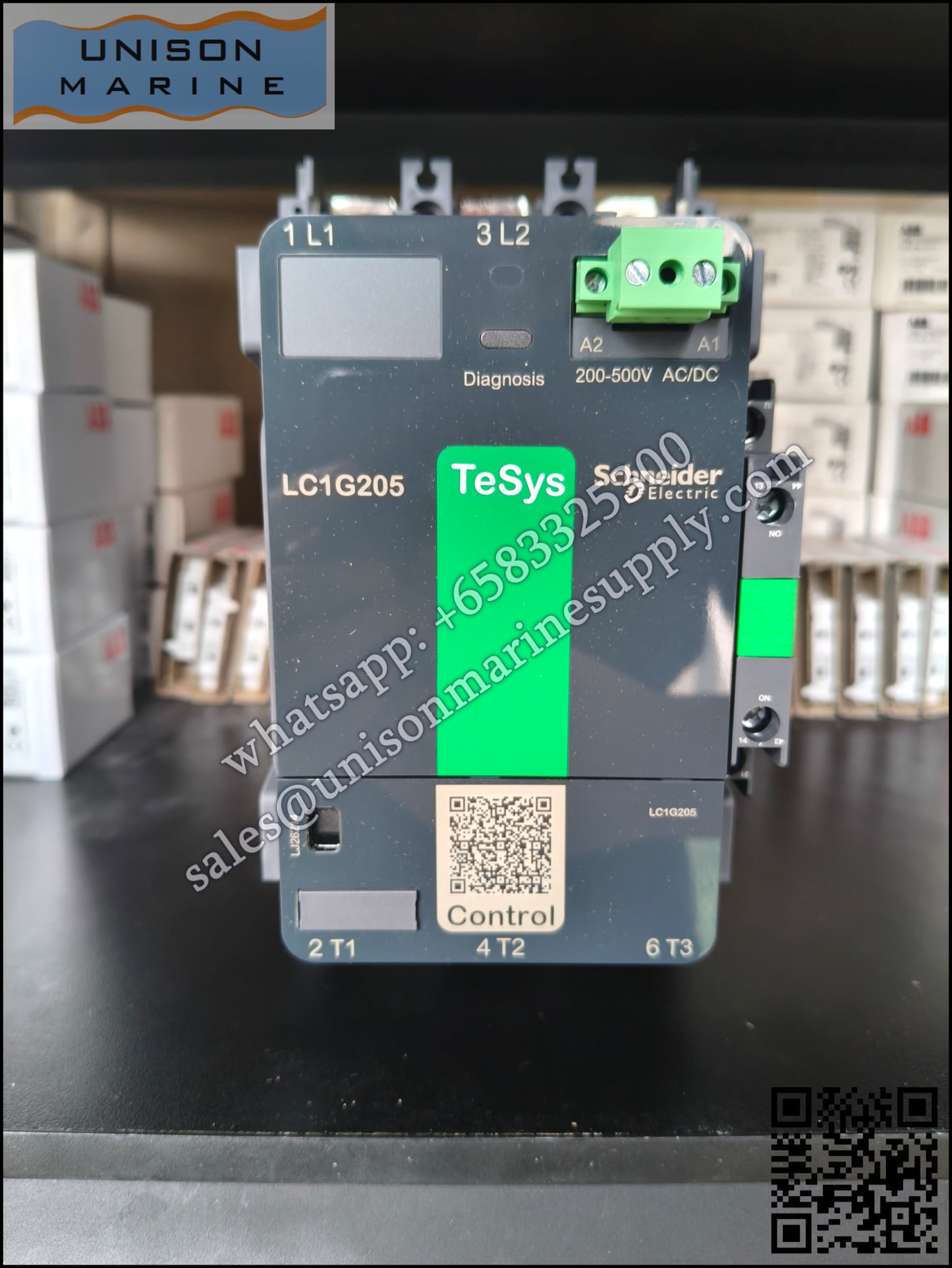 SCHNEIDER Contactor TeSys Giga 3P(3NO) AC-3, LC1G205LSEC, AC/DC200-500V