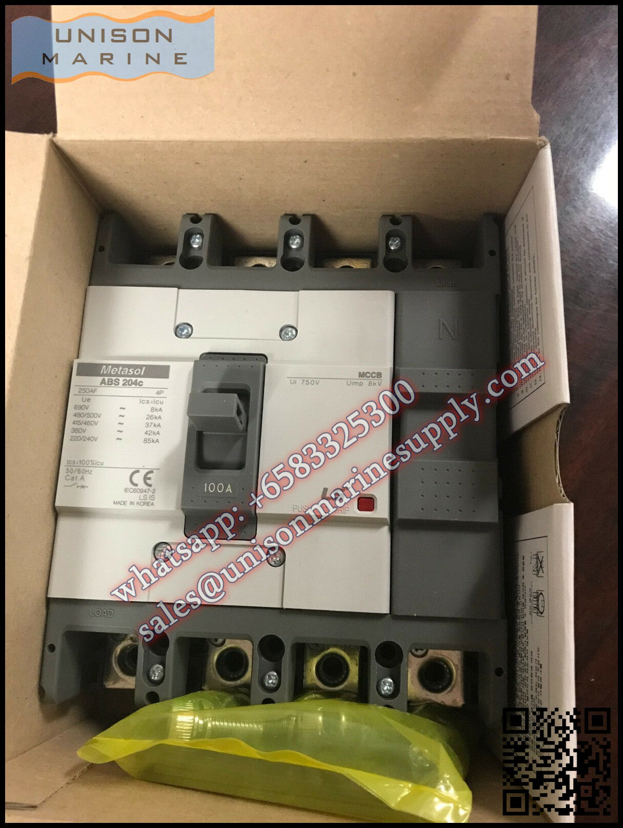 LS Metasol marine circuit breaker- ABN204C 3P 100A Fixed / Plug-in Type