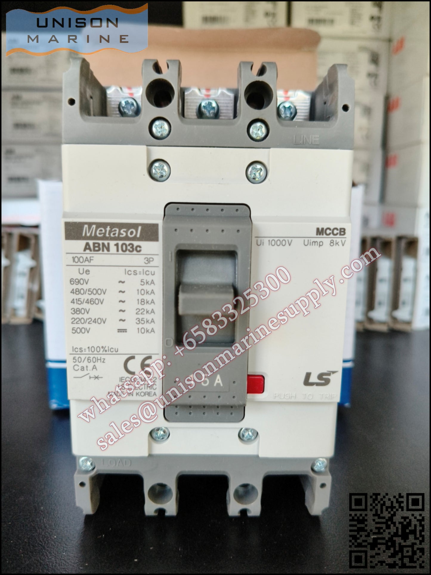LS Metasol marine circuit breaker- ABN103C 3P 15A Fixed / Plug-in Type
