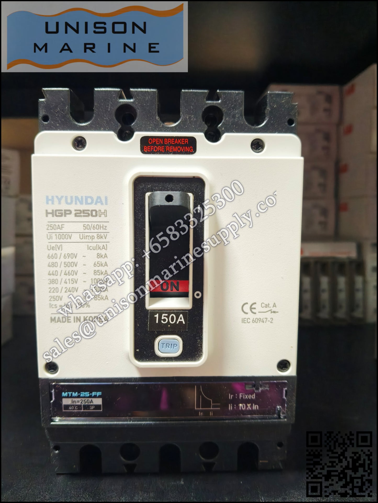 Hyundai Marine Circuit Breaker (MCCB) - HGP250H 3P 150A