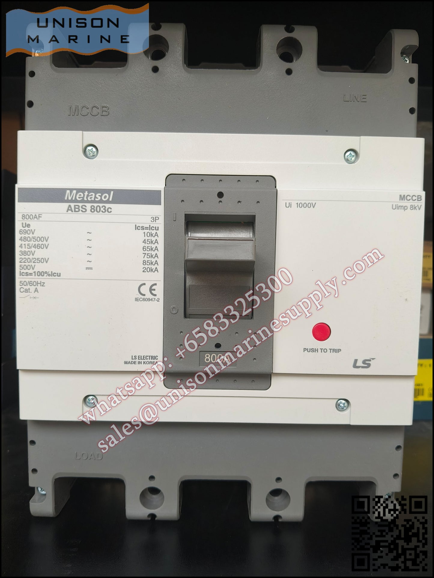 LS Metasol marine circuit breaker- ABS803C 3P 800A Fixed / Plug-in Type