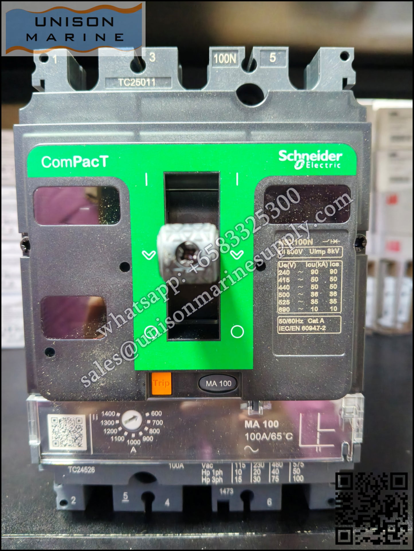 Schneider Electric circuit breaker NSX100N 50kA AC 3P3D 100A MA；C10N3MA100