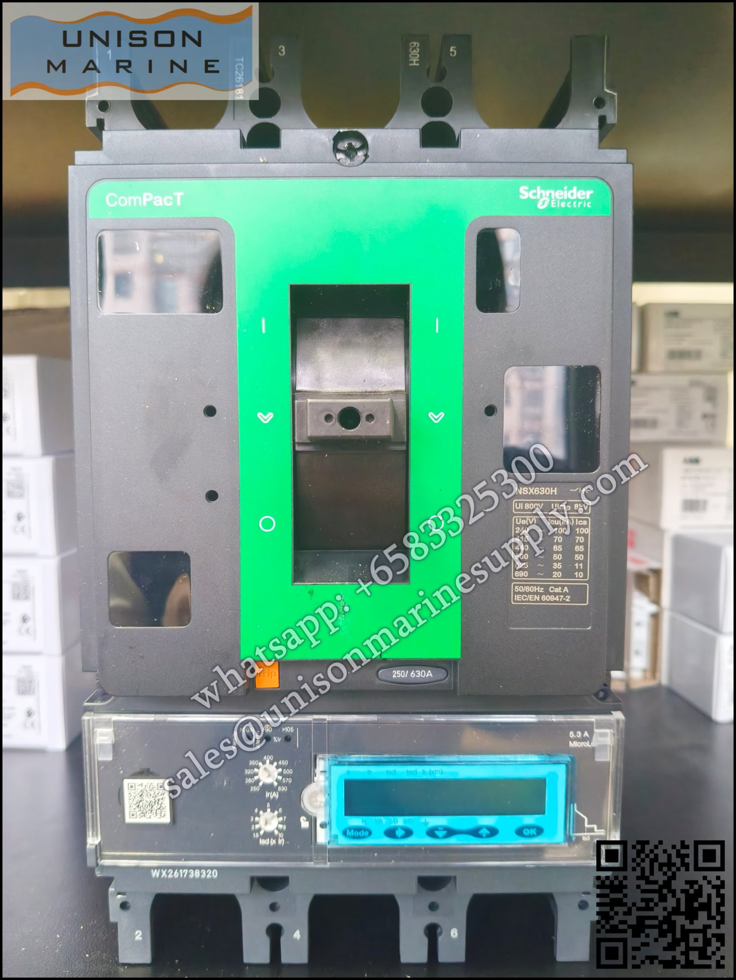 Schneider Electric circuit breaker：NSX630H,  70kA 3P3D 630A Mic5.3A；C63H35A630