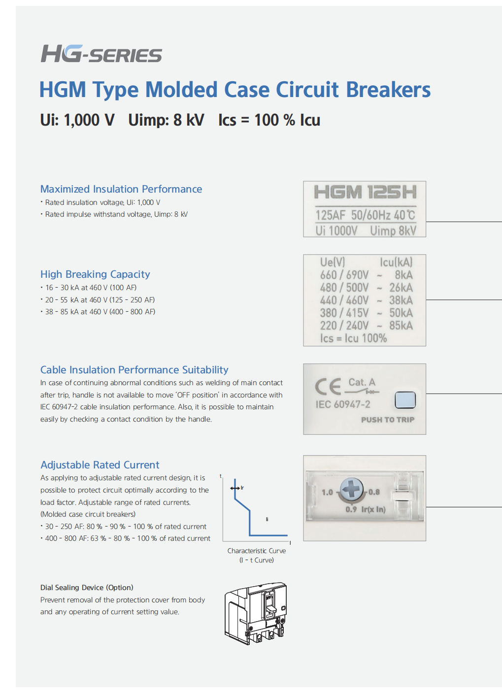 Hyundai Marine Circuit Breaker (MCCB) - HGM250NA 3P fixed type