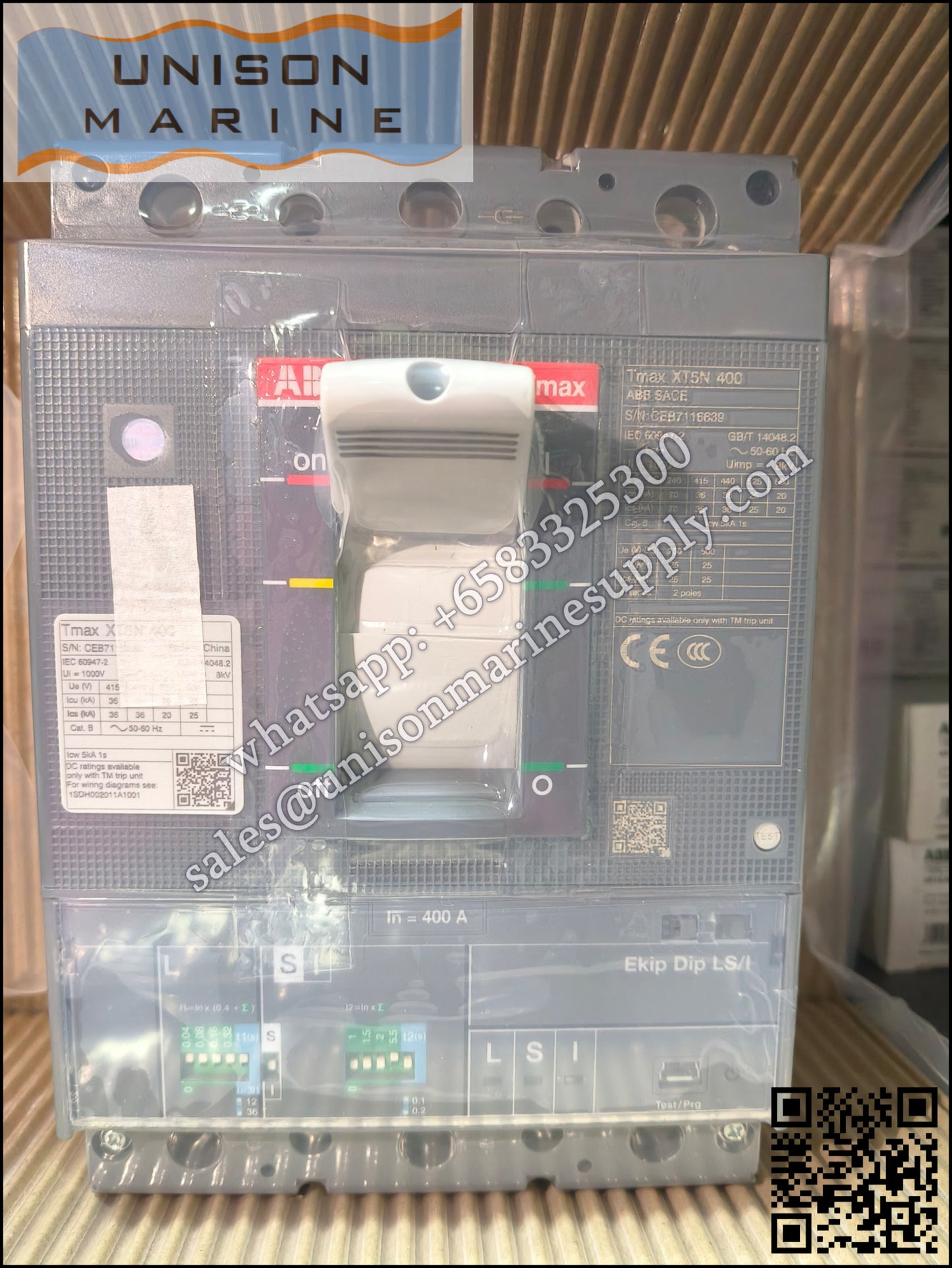 ABB SACE Tmax XT Circuit Breakers: XT5N 400 Ekip Dip LS/I In=400 3p F F, 1SDA100354R1