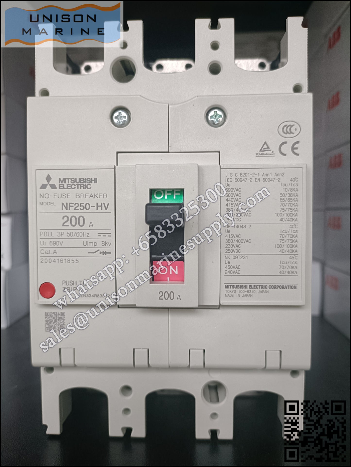 MITSUBISHI Low-voltage Circuit Breakers: NF250-HV 3P 200A