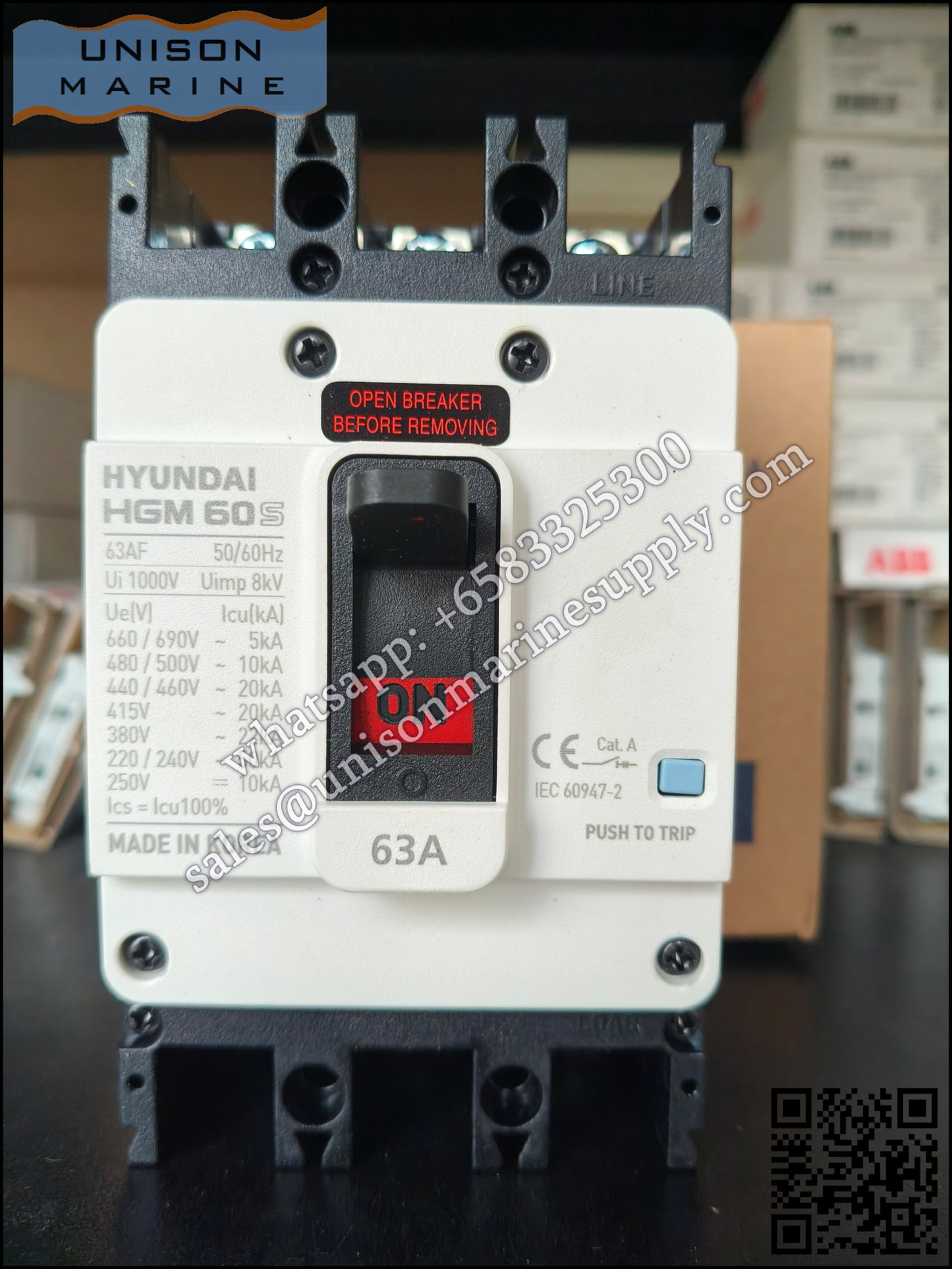 Hyundai Marine Circuit Breaker (MCCB) - HGM60S 3P 63A Fixed / Plug-in Type