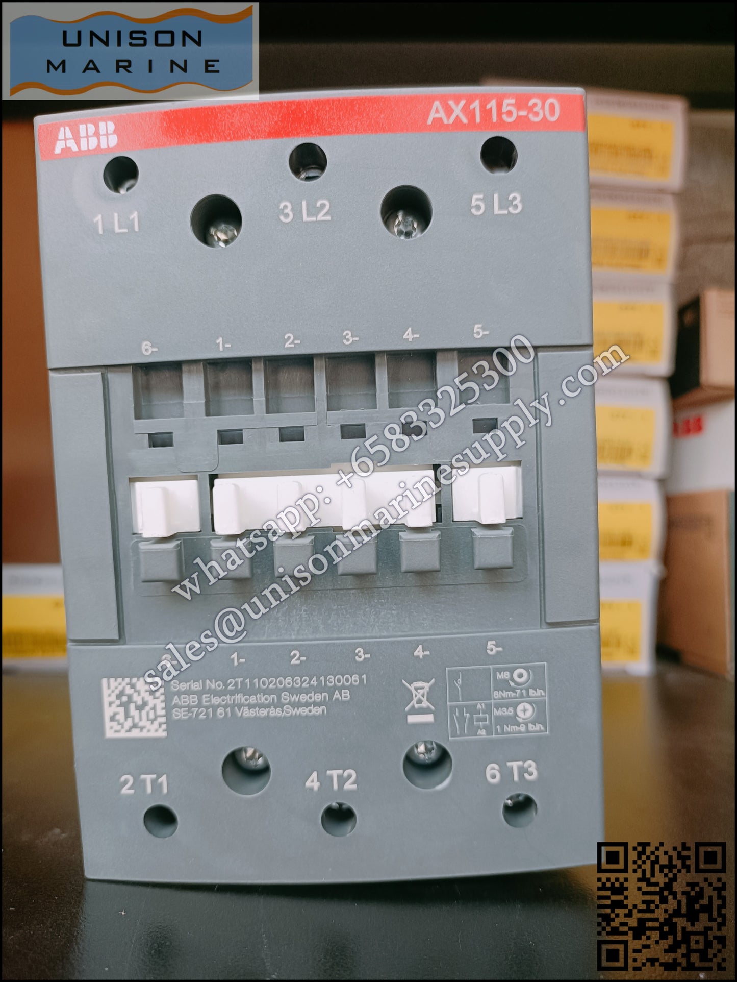 ABB Magnetic Contactors AX Series :AX115-30-11-80*220-230V50Hz/230-240V60Hz,1SFL981074R8011