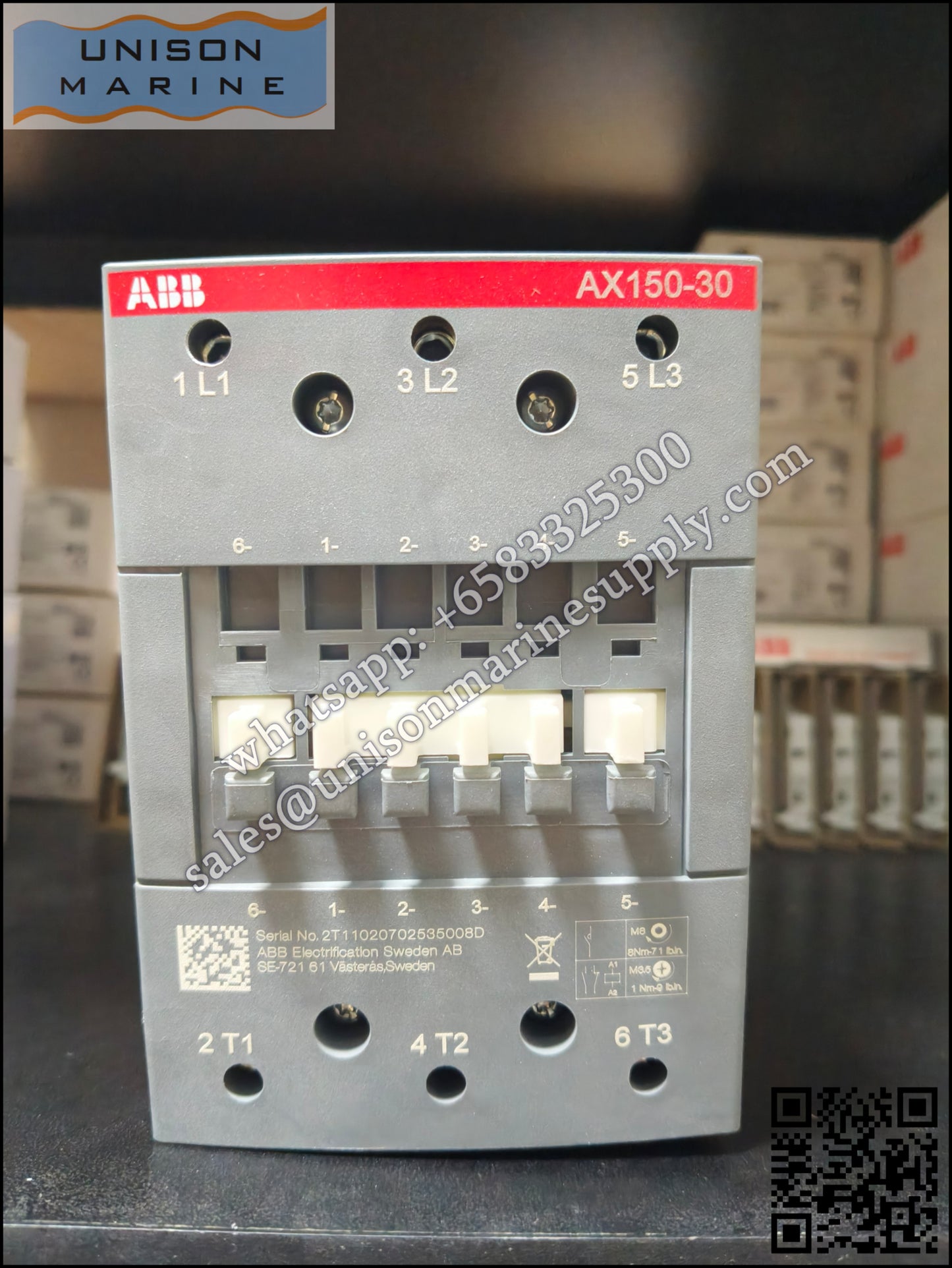 ABB Magnetic Contactors AX Series : AX150-30-11-80*220-230V50Hz/230-240V60Hz,1SFL991074R8011