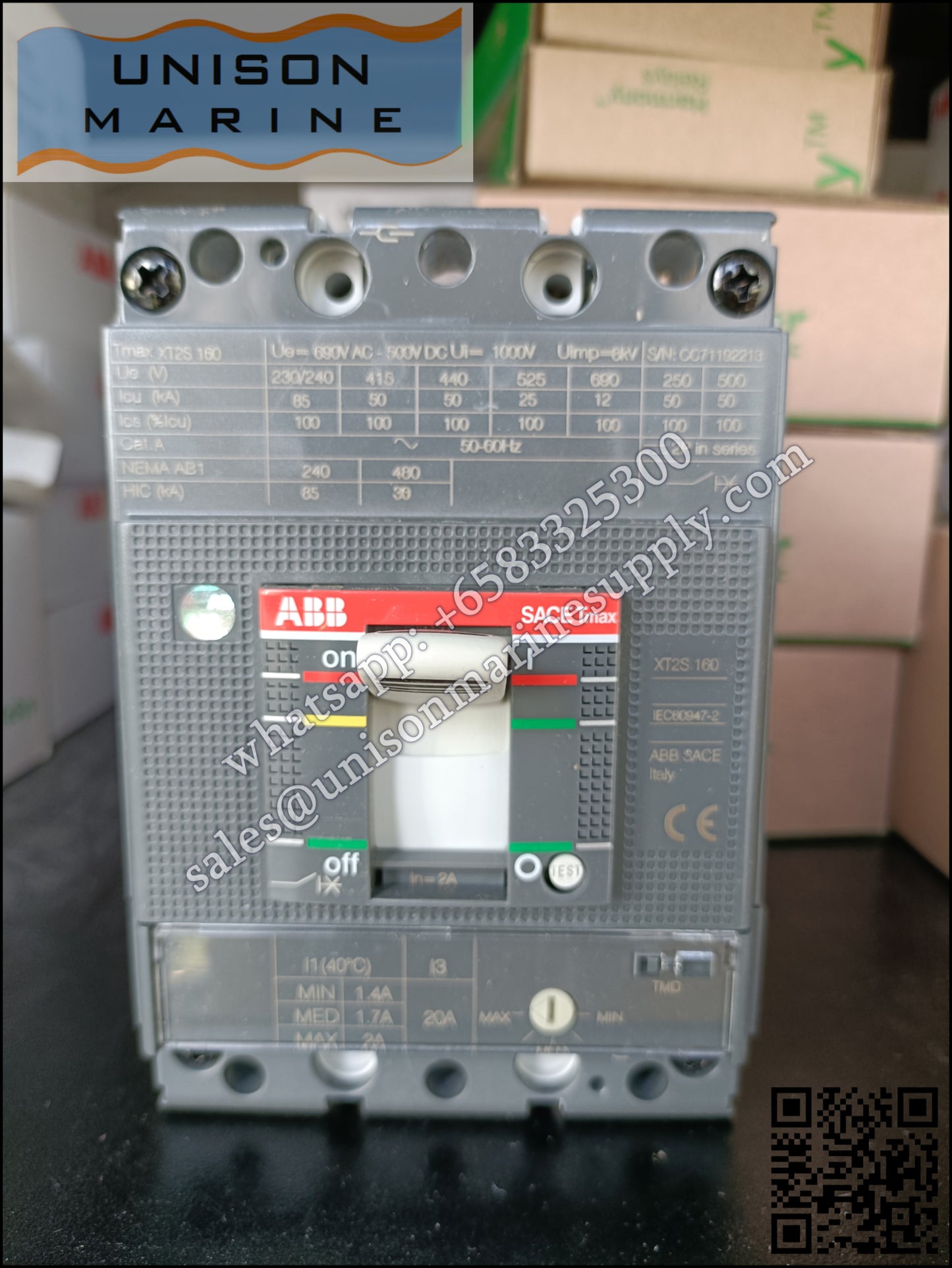 ABB SACE Tmax XT Circuit Breakers: XT2S 160 TMD 2-20 3p F F,1SDA067541R1