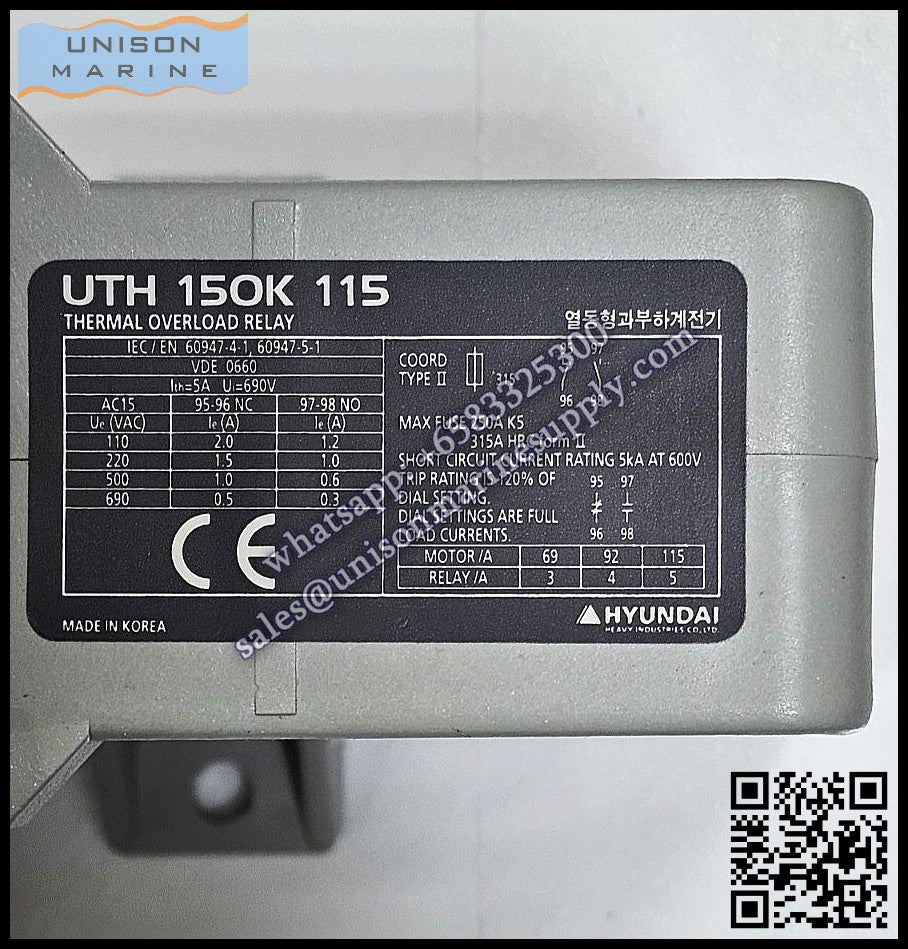 Hyundai Marine Overload Relay: UTH150K