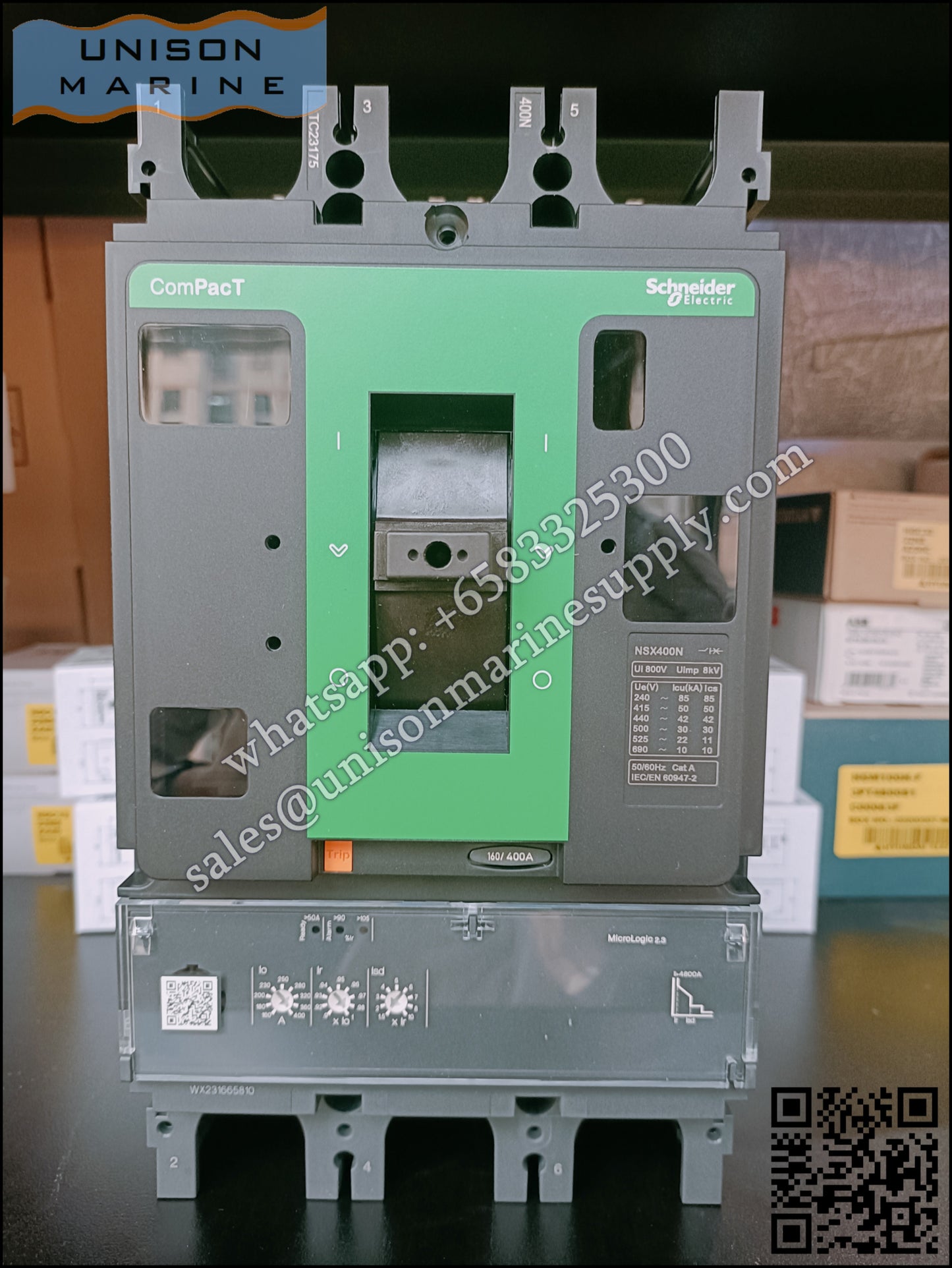 Schneider Electric circuit breaker - ComPacT NSX400N, 50 kA (415 VAC), MicroLogic 2.3 400A, 3P3D