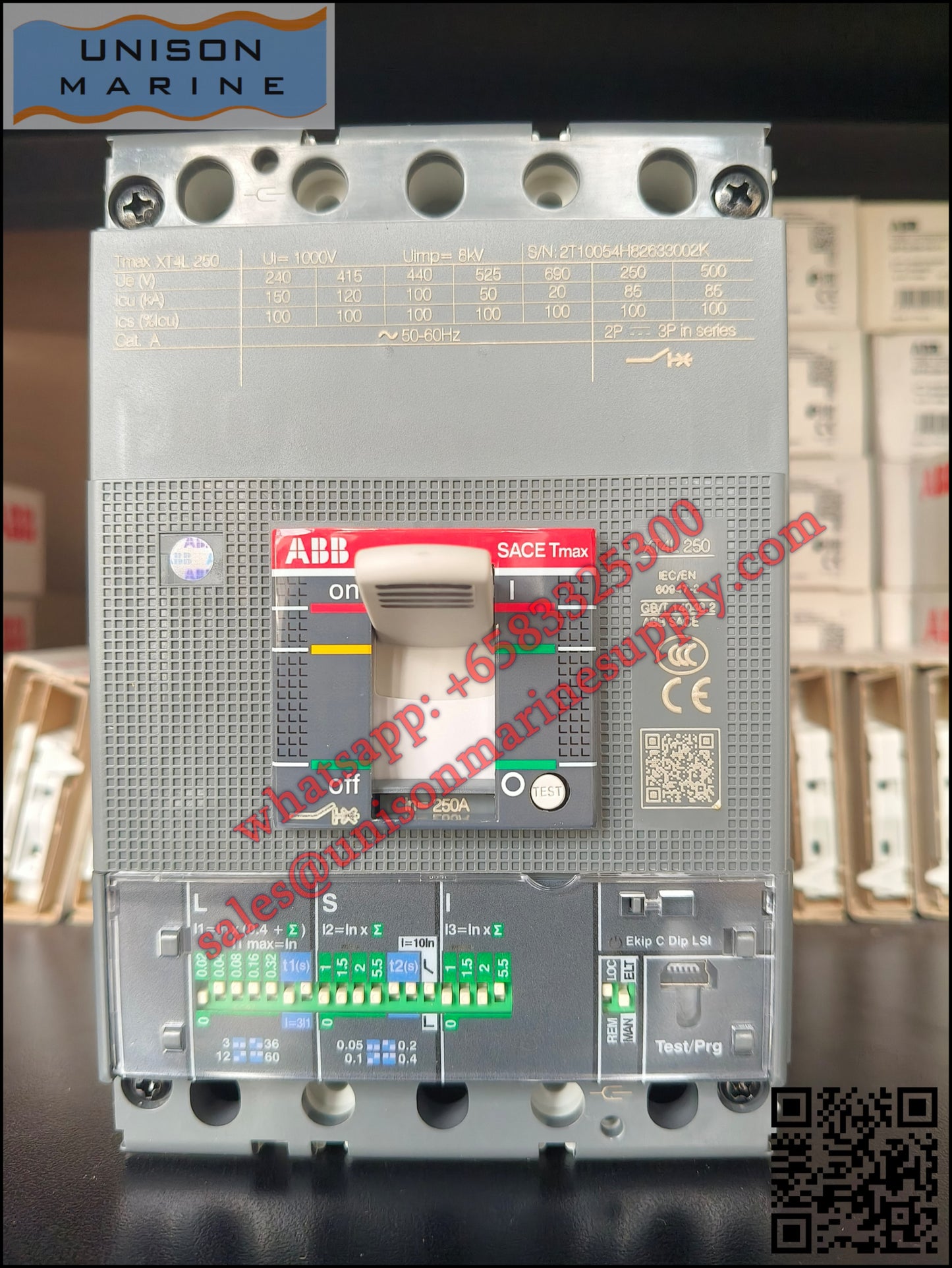 ABB SACE Tmax XT Circuit Breakers: XT4L 250 Ekip LSI In=250A 3p F F, 1SDA068565R1
