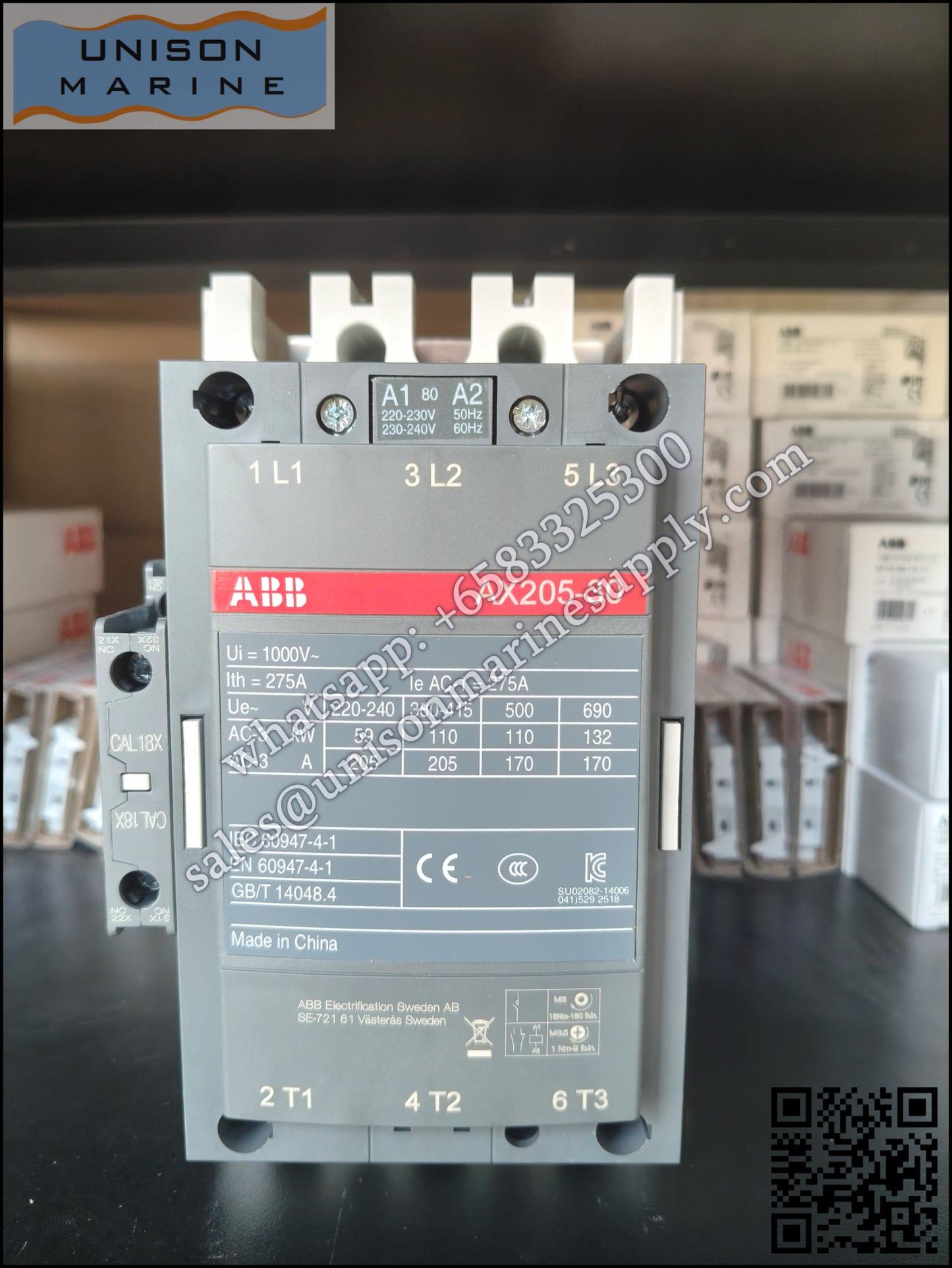 ABB Magnetic Contactors AX Series : AX205-30-11-80*220-230V50Hz/230-240V60Hz