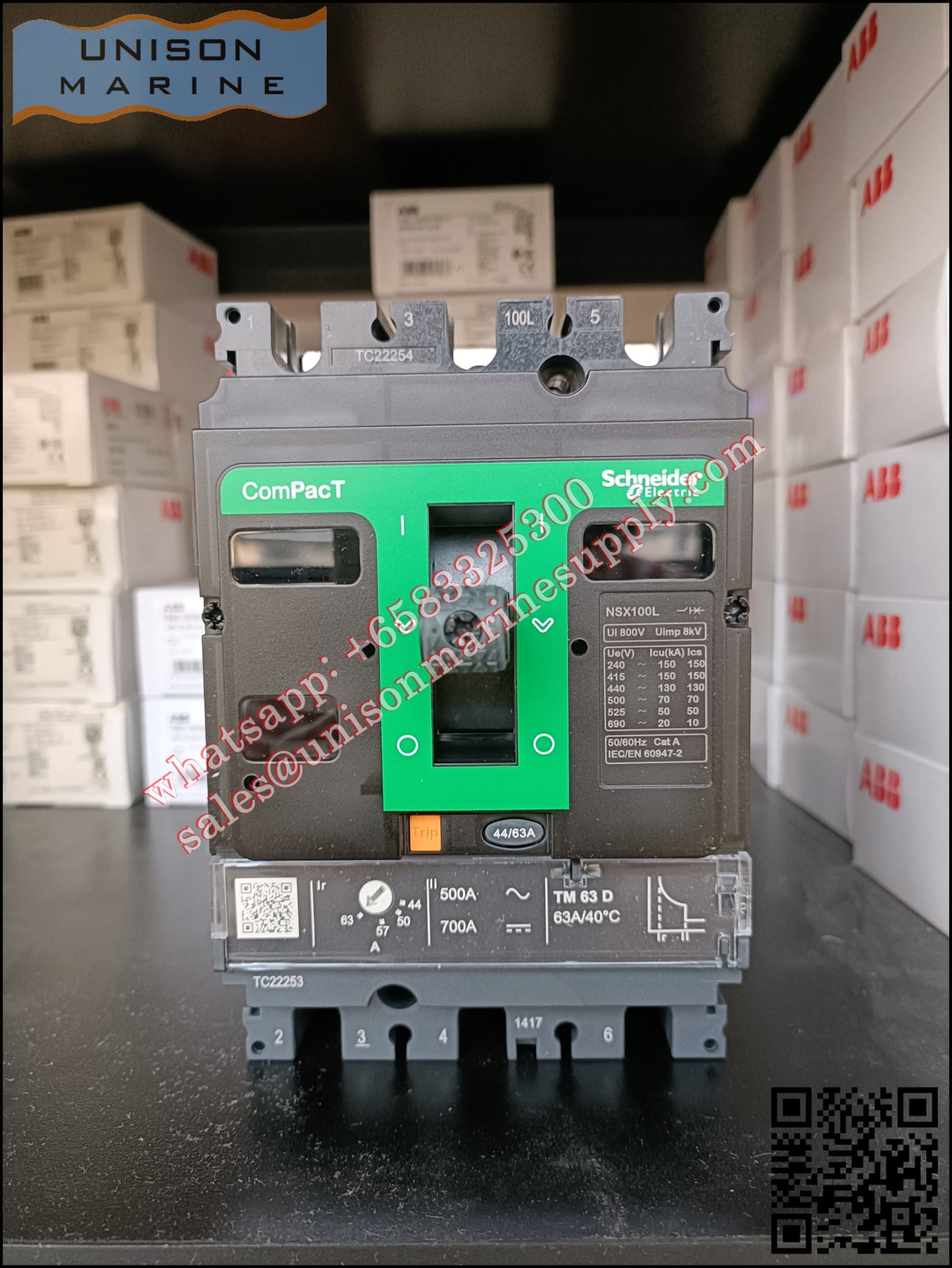 Schneider Electric circuit breaker  NSX100L 150kA AC 3P3D 63A TMD, C10L3TM063