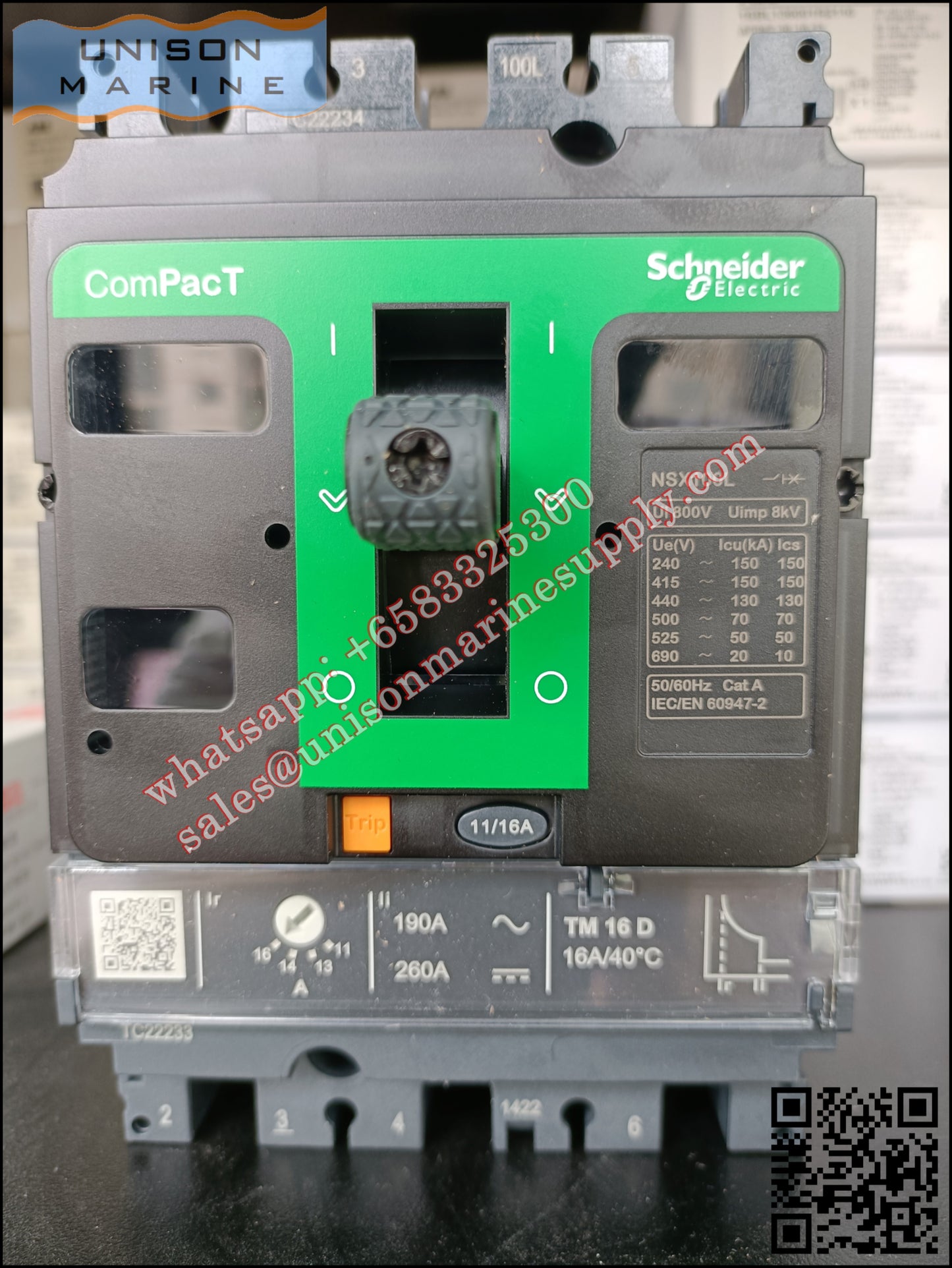 Schneider Electric circuit breaker  NSX100L 150kA AC 3P3D 16A TMD, C10L3TM016