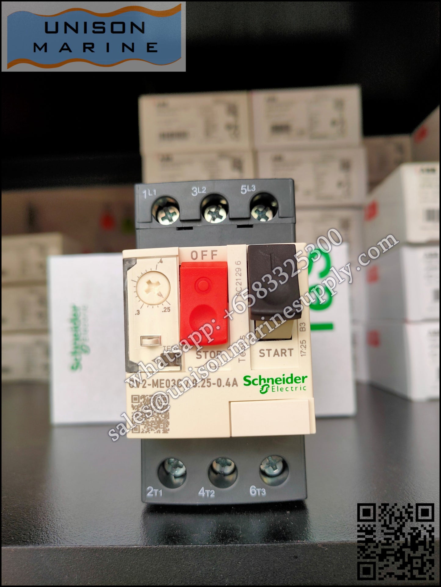 Schneider TeSys Deca Motor circuit breaker: GV2ME03C, 3P 0.25 to 0.4A