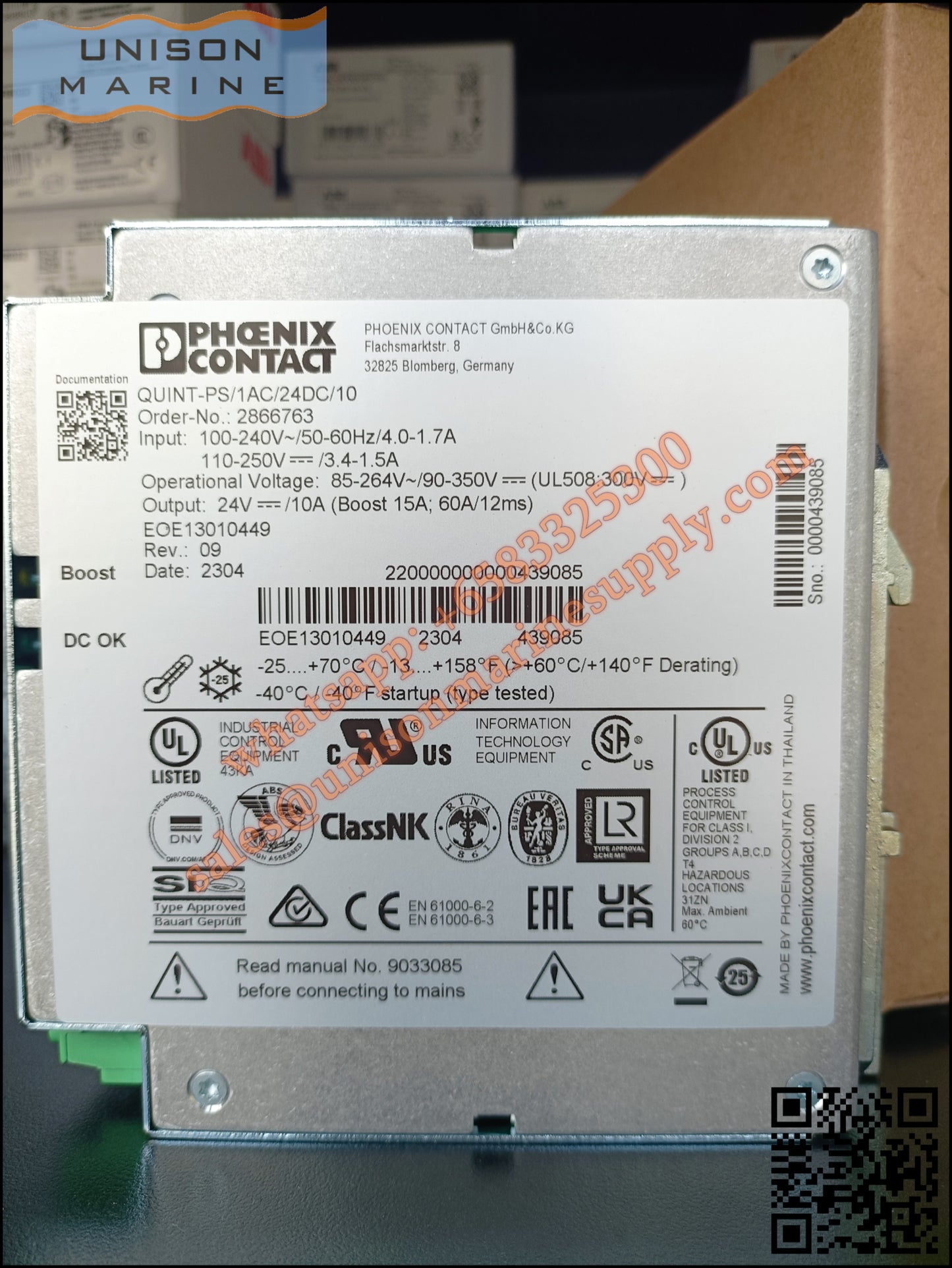 Phoenix Contact DIN Rail Power Supply：QUINT-PS/1AC/24DC/10,2866763