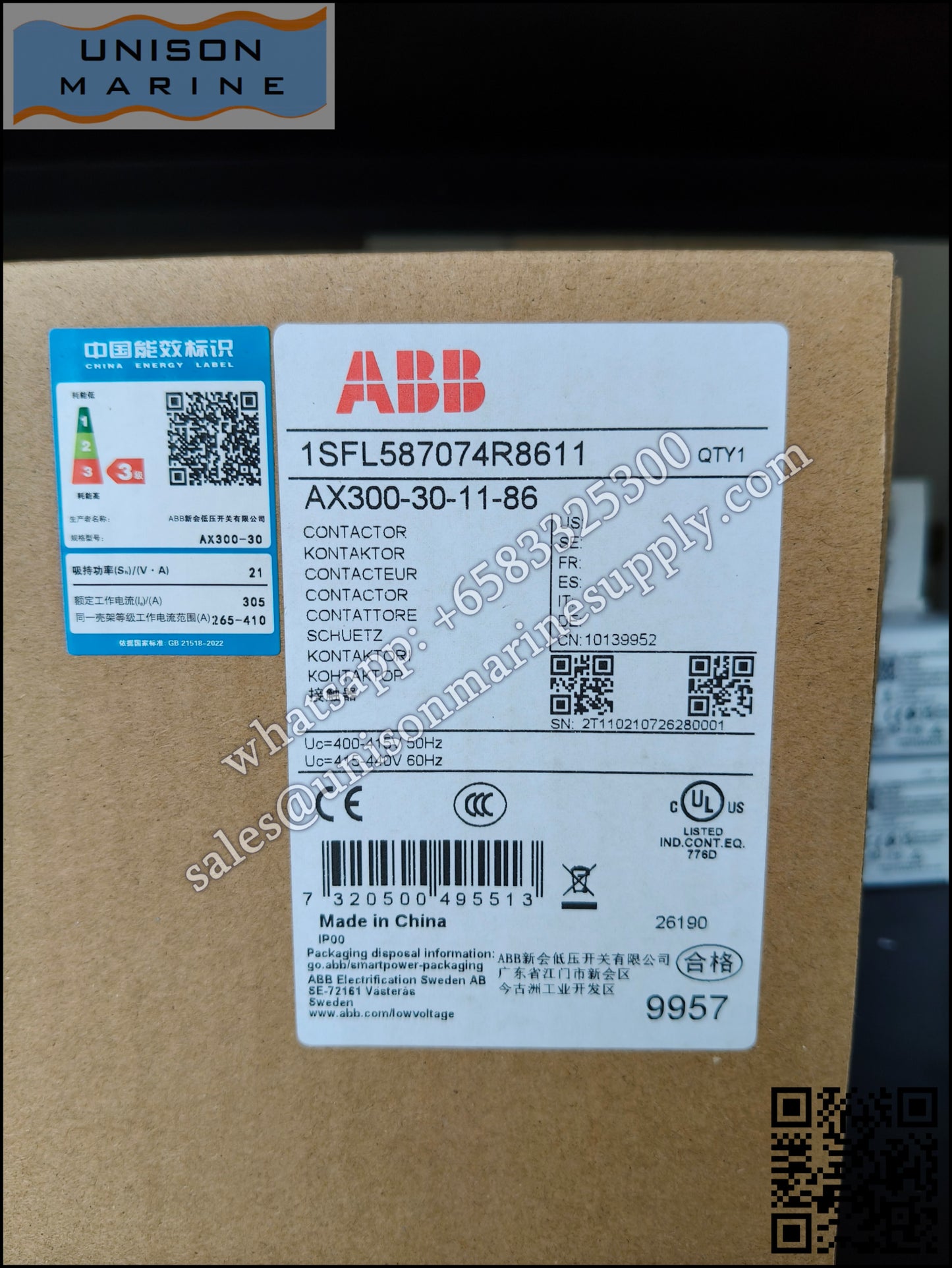 ABB Magnetic Contactors AX Series : AX300-30-11-86*400-415V50Hz/415-440V60Hz