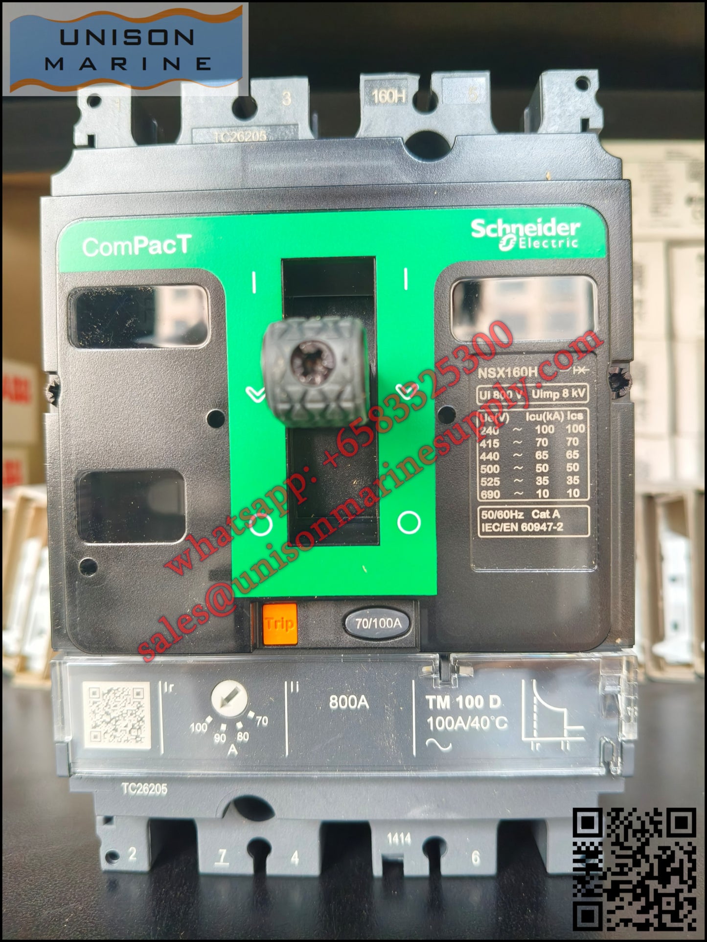 Schneider Electric circuit breaker NSX160H, TMD trip unit 100A 3P3D, C16H3TM100