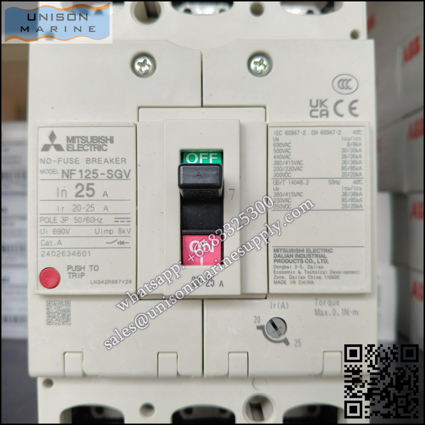 MITSUBISHI Low-voltage Circuit Breakers: NF125-SGV 3P 20-25A