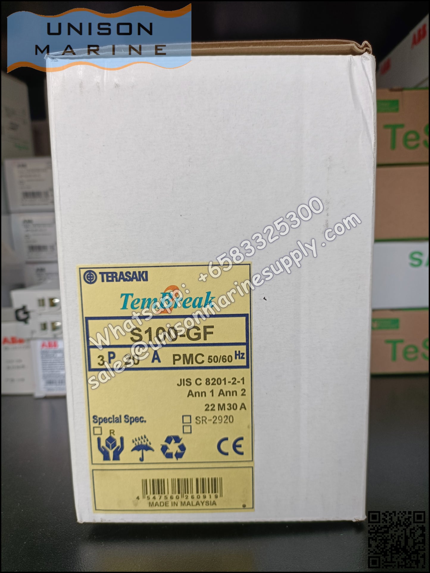 TRASAKI Marine Circuit Breaker (MCCB): S100-GF 20A 3P Fixed / Plug-in Type