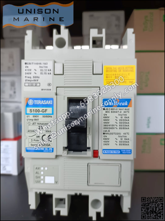 TRASAKI Marine Circuit Breaker (MCCB): S100-GF 20A 3P Fixed / Plug-in Type