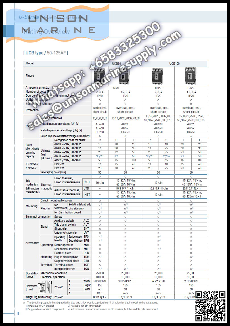 Hyundai Marine Circuit Breaker (MCCB) - UCB630L 3P Fixed / Plug-in Type