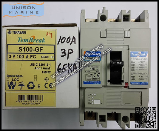 TRASAKI Marine Circuit Breaker (MCCB): S100-GF 100A 3P Fixed / Plug-in Type