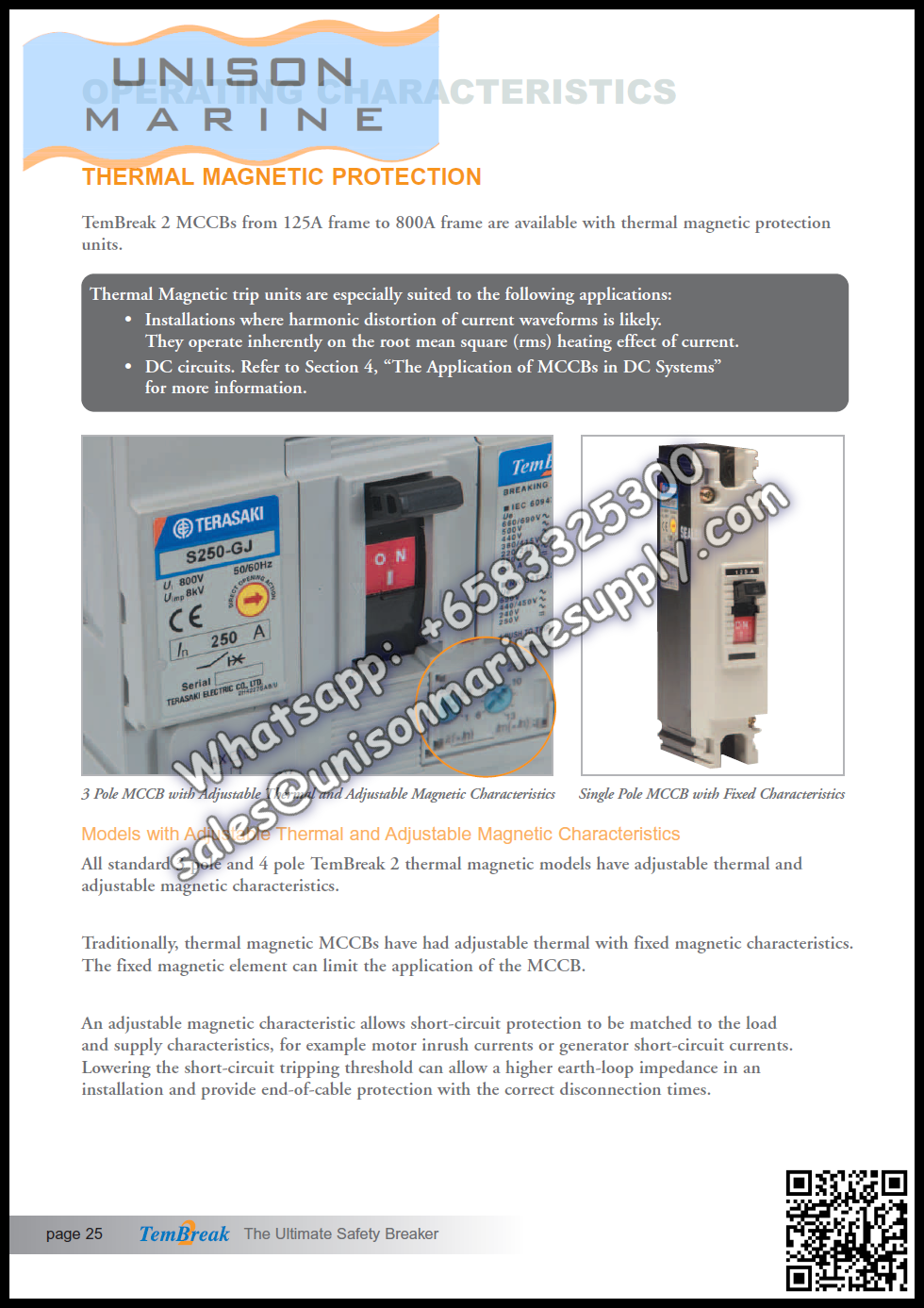 TRASAKI Marine Circuit Breaker (MCCB): S100-GF 15A 3P Fixed / Plug-in Type