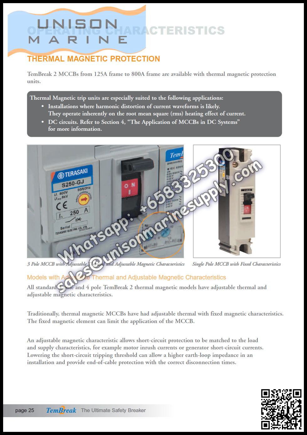 TRASAKI Marine Circuit Breaker (MCCB): H225-NF 3P Fixed / Plug-in Type