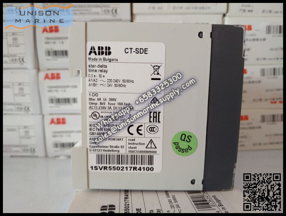 ABB Marine Time Relay CT-SDE, 1 c/o, 0.3-30s, 220-240VAC