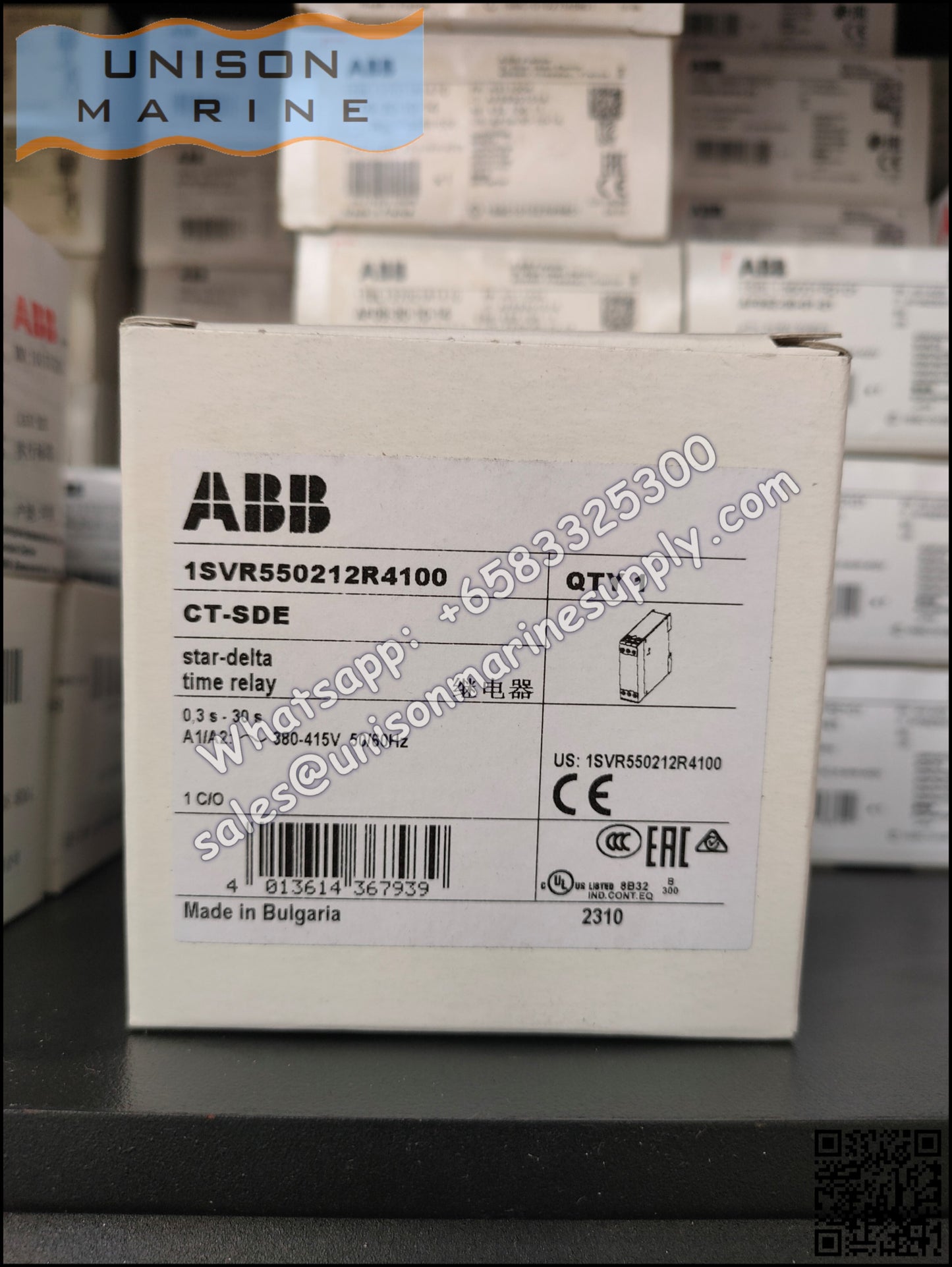 ABB Marine Time Relay CT-SDE, 1 c/o, 0.3-30s, 380-440VAC