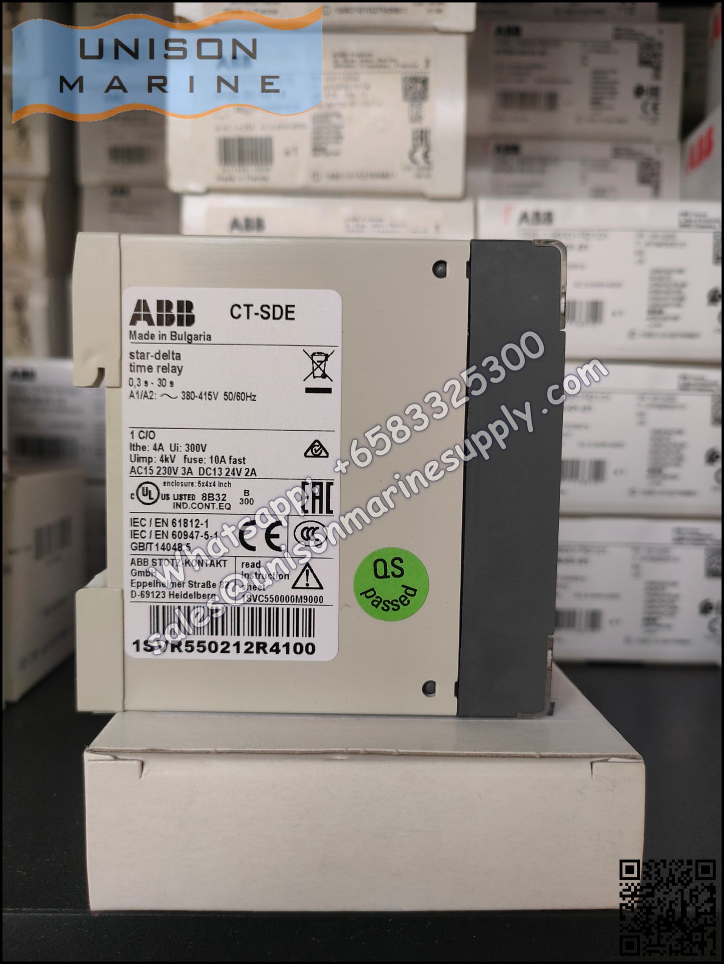 ABB Marine Time Relay CT-SDE, 1 c/o, 0.3-30s, 380-440VAC