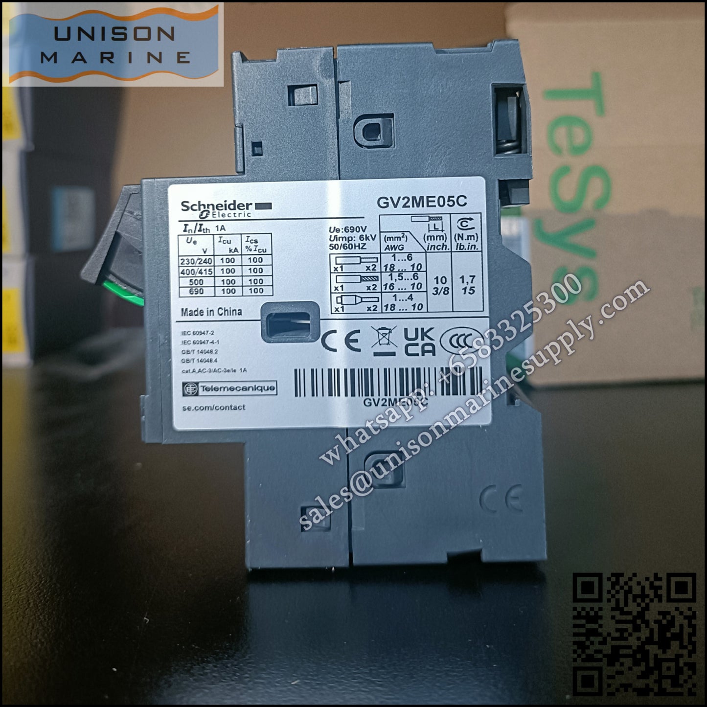 Schneider TeSys Deca Motor circuit breaker: GV2ME05C, 3P 0.63 to 0.1A