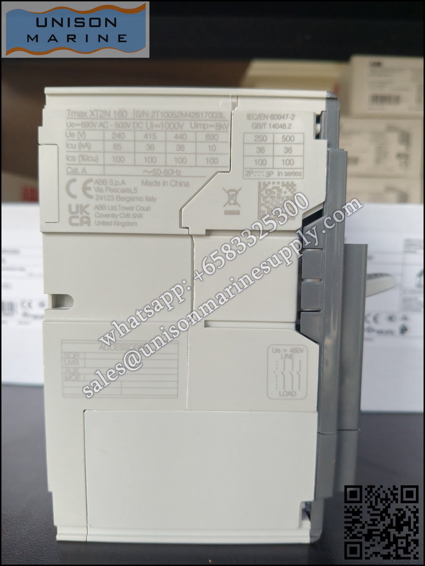 ABB SACE Tmax XT Circuit Breakers: XT2N 160 MA 80 Im=480-120 3p FF,1SDA067052R1