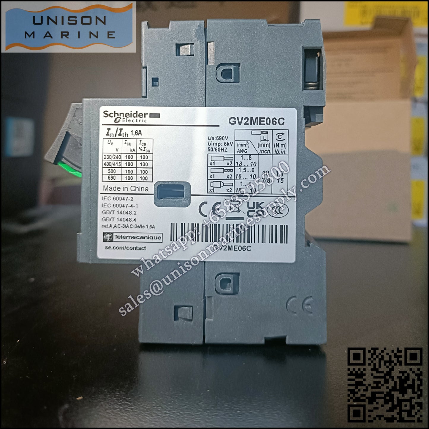 Schneider TeSys Deca Motor circuit breaker: GV2ME06C, 3P 1 to 1.6A