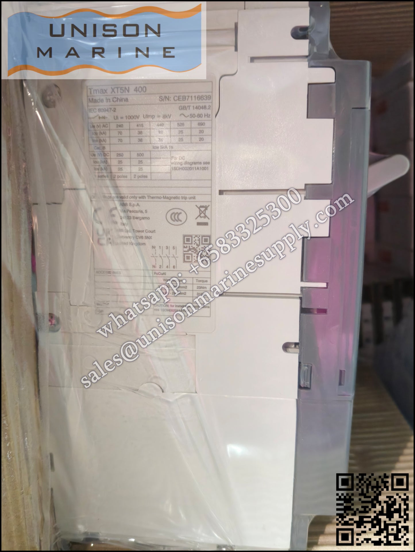ABB SACE Tmax XT Circuit Breakers: XT5N 400 Ekip Dip LS/I In=400 3p F F, 1SDA100354R1
