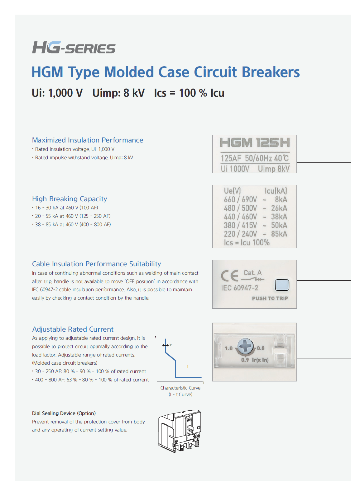 Hyundai Marine Circuit Breaker (MCCB) - HGM60E 3P Fixed / Plug-in Type