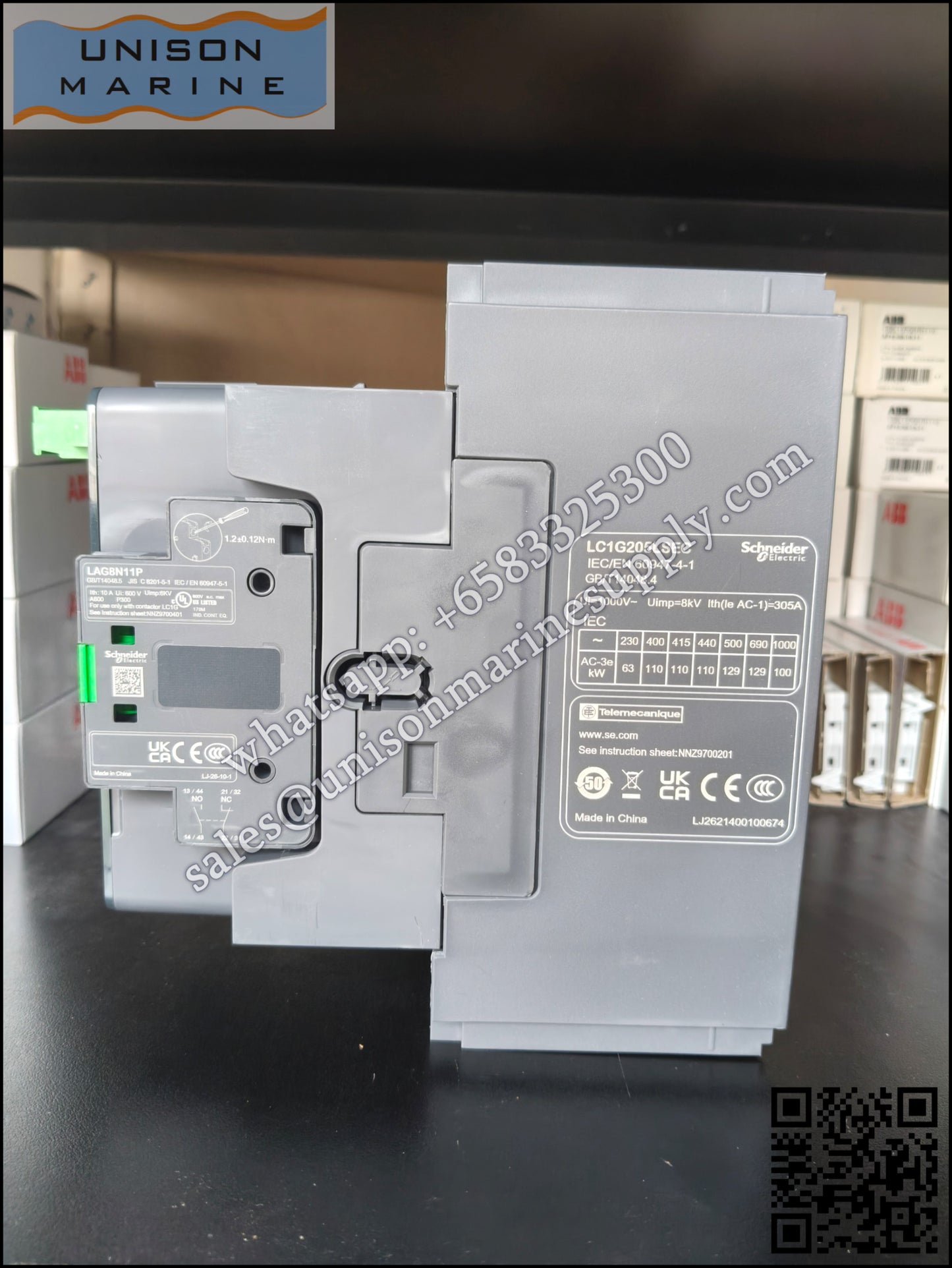 SCHNEIDER Contactor TeSys Giga 3P(3NO) AC-3, LC1G205LSEC, AC/DC200-500V