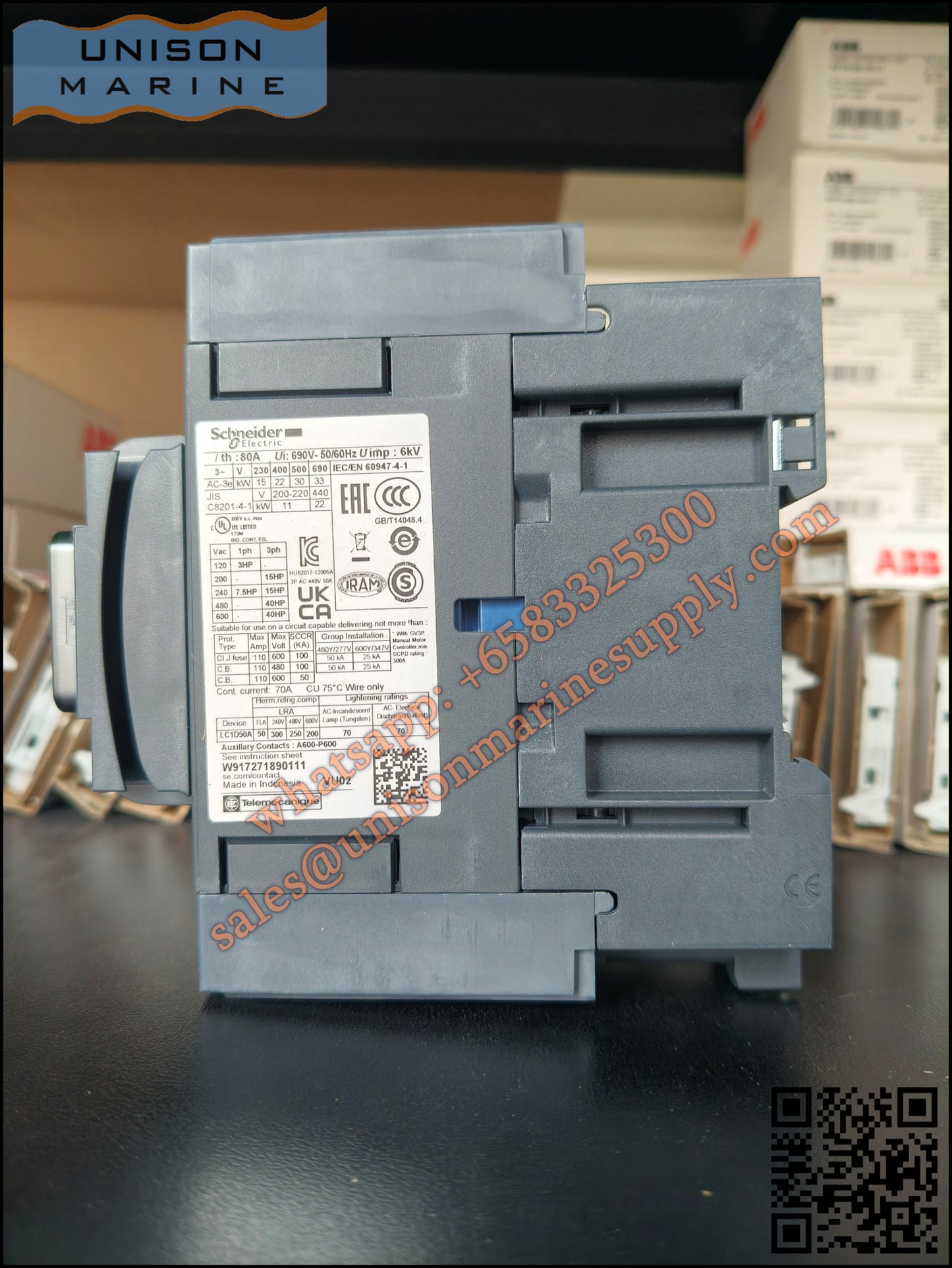Schneider TeSys Deca Contactors : LC1D50AR7