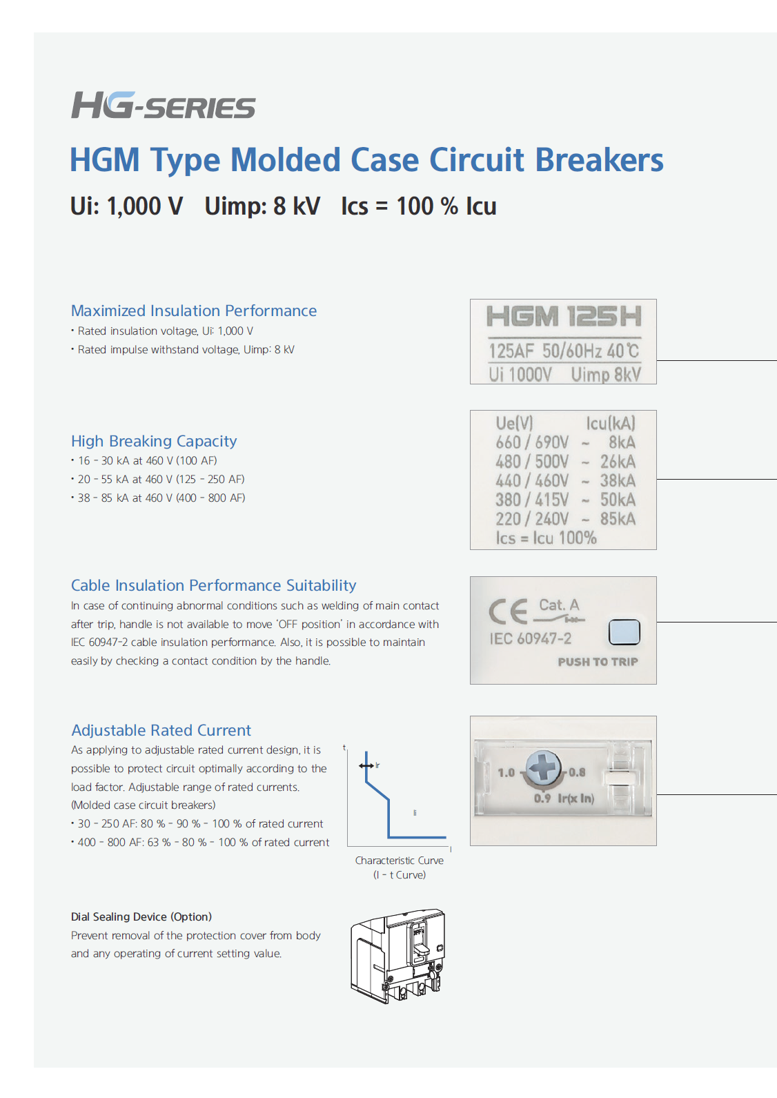 Hyundai Marine Circuit Breaker (MCCB) - HGM800L 3P Fixed / Plug-in Type