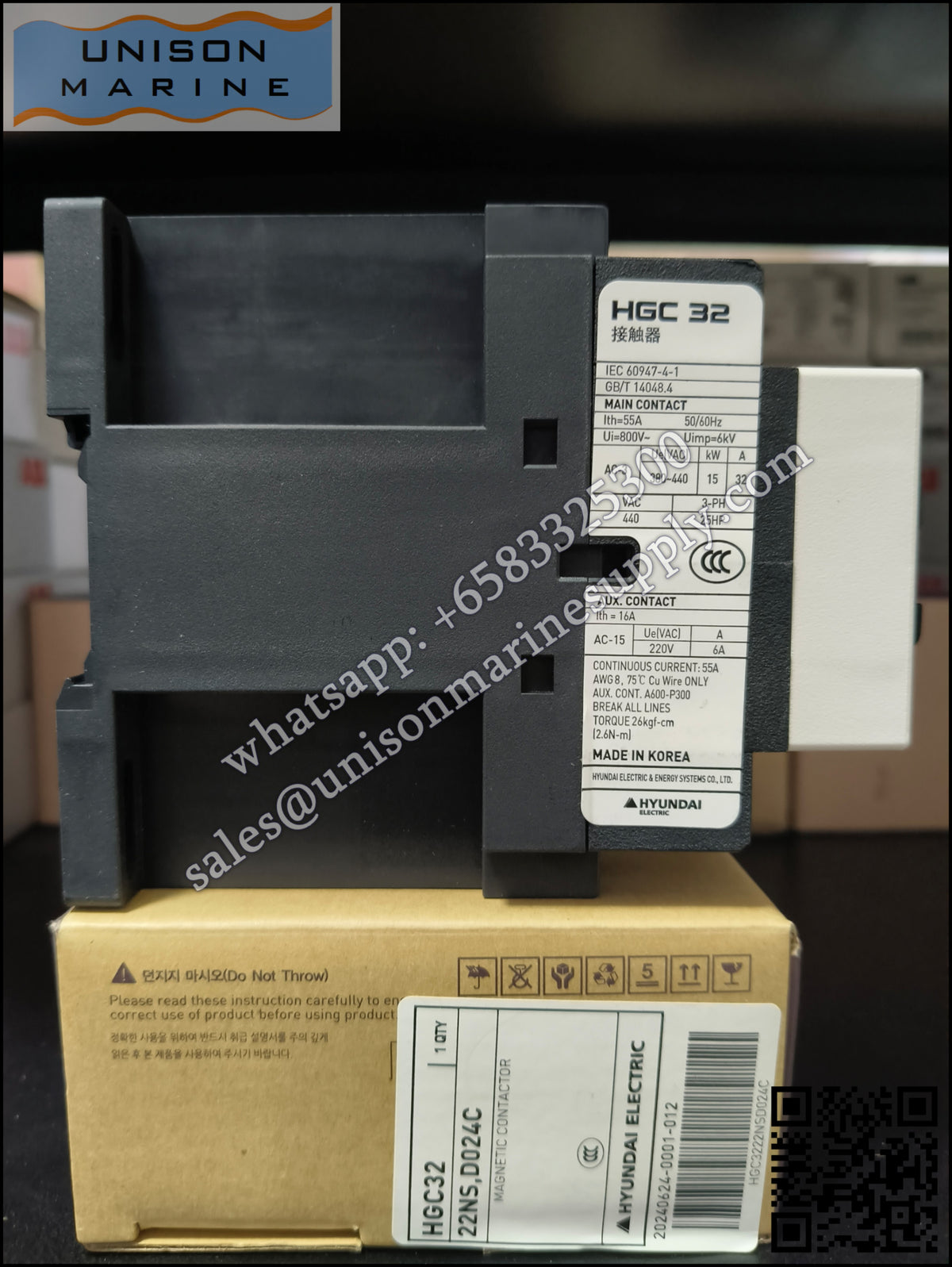 Hyundai Marine Magnetic Contactors: HGC32 22NS D024