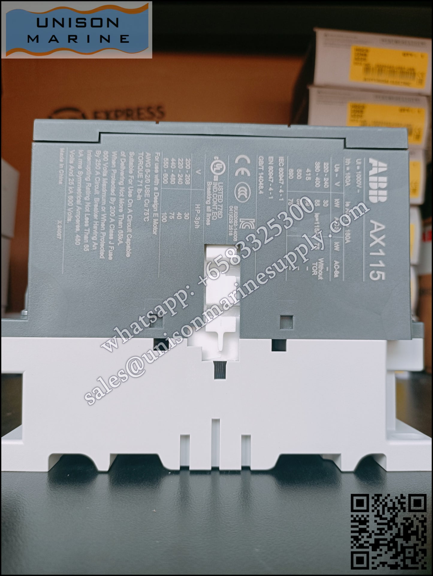 ABB Magnetic Contactors AX Series :AX115-30-11-80*220-230V50Hz/230-240V60Hz,1SFL981074R8011