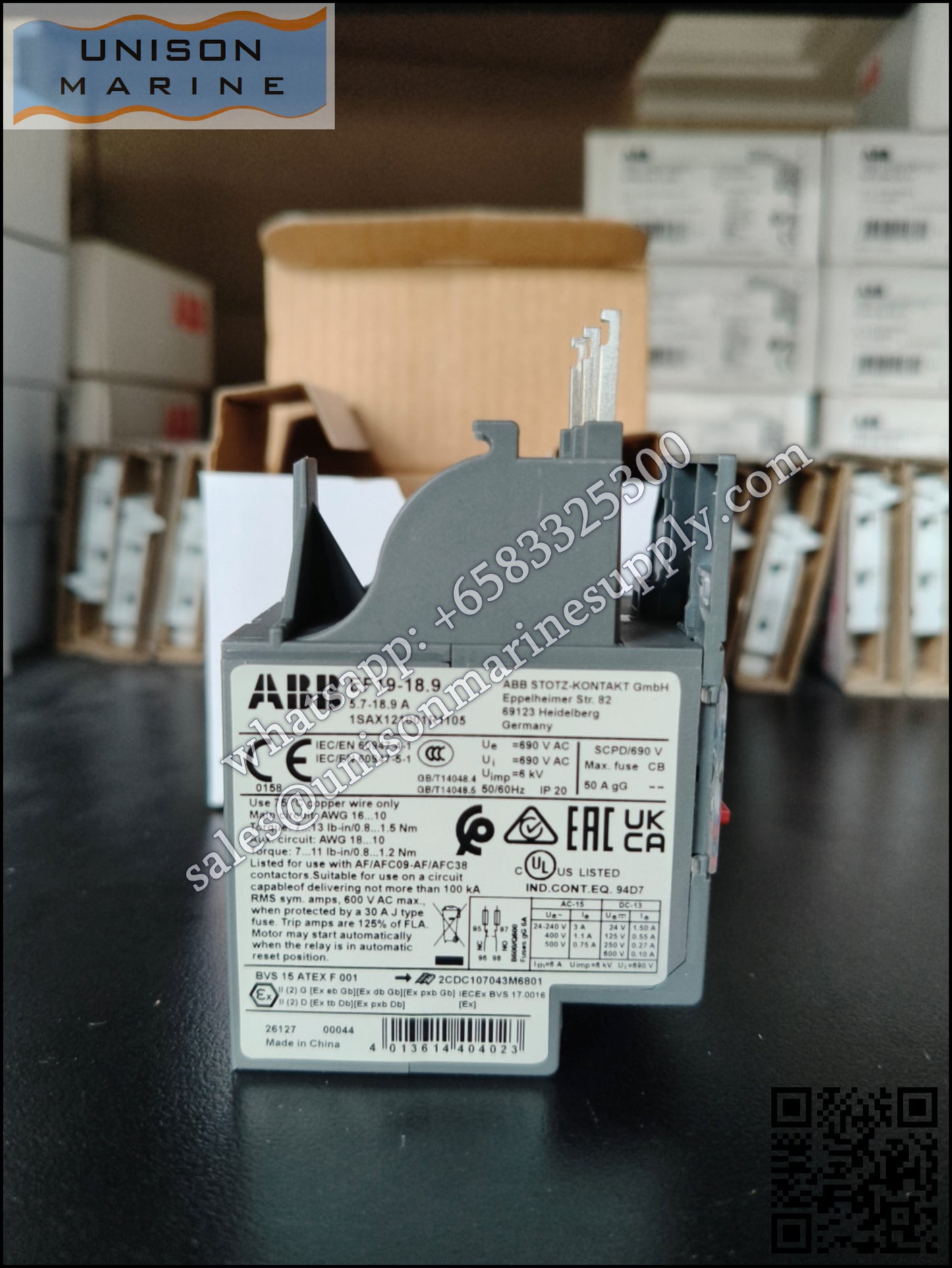 ABB electronic overload relays: EF19-18.9（5.7...18.9A）,1SAX121001R1105