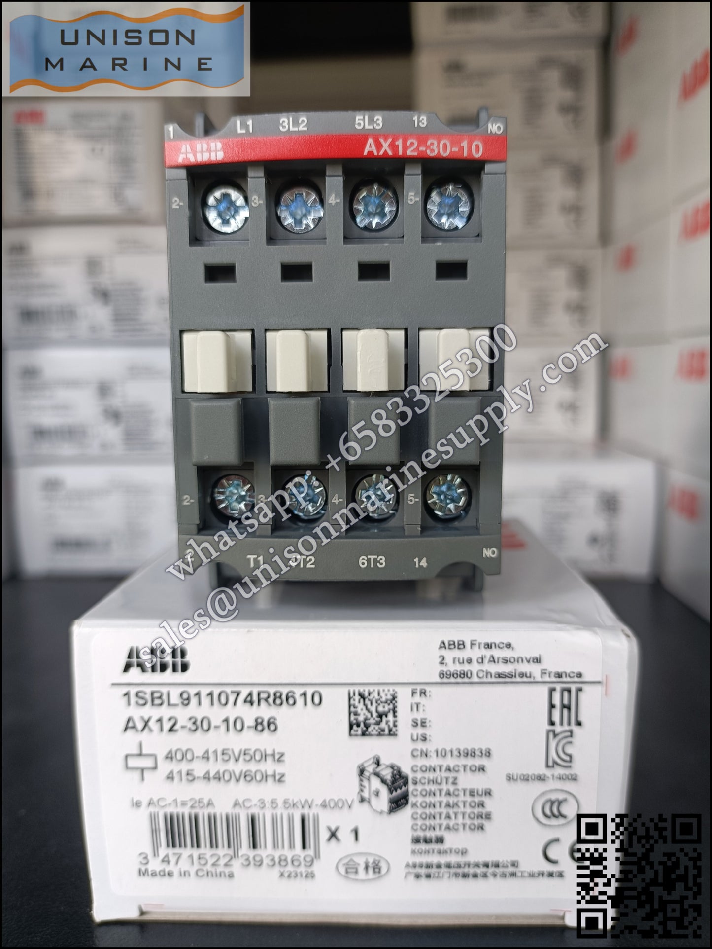 ABB Magnetic Contactors AX Series :  AX12-30-10-86 400-415V50Hz/415V-440V60Hz,1SBL911074R8610